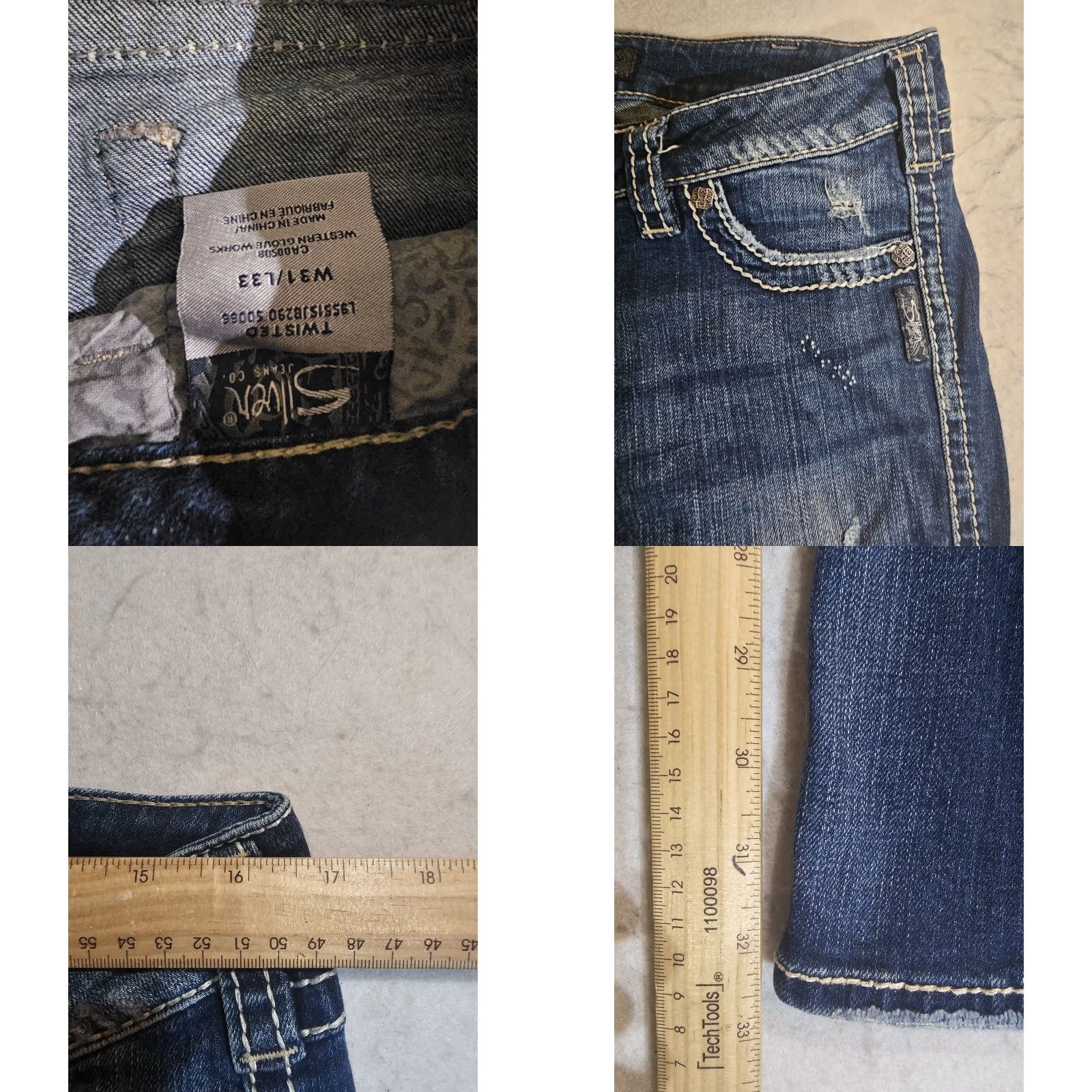 Silver Jeans Co. Silver Jeans Twisted Bootcut Mid Rise Blue Denim Stretch Women's Size 31x33 Medium Wash Jeans Size 24" / US 00 / IT 34 - 9 Thumbnail