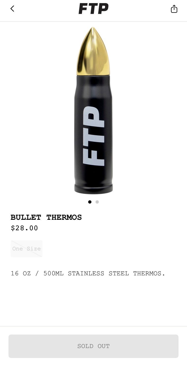 Fuck The Population FTP Bullet Thermos Size ONE SIZE - 1 Thumbnail