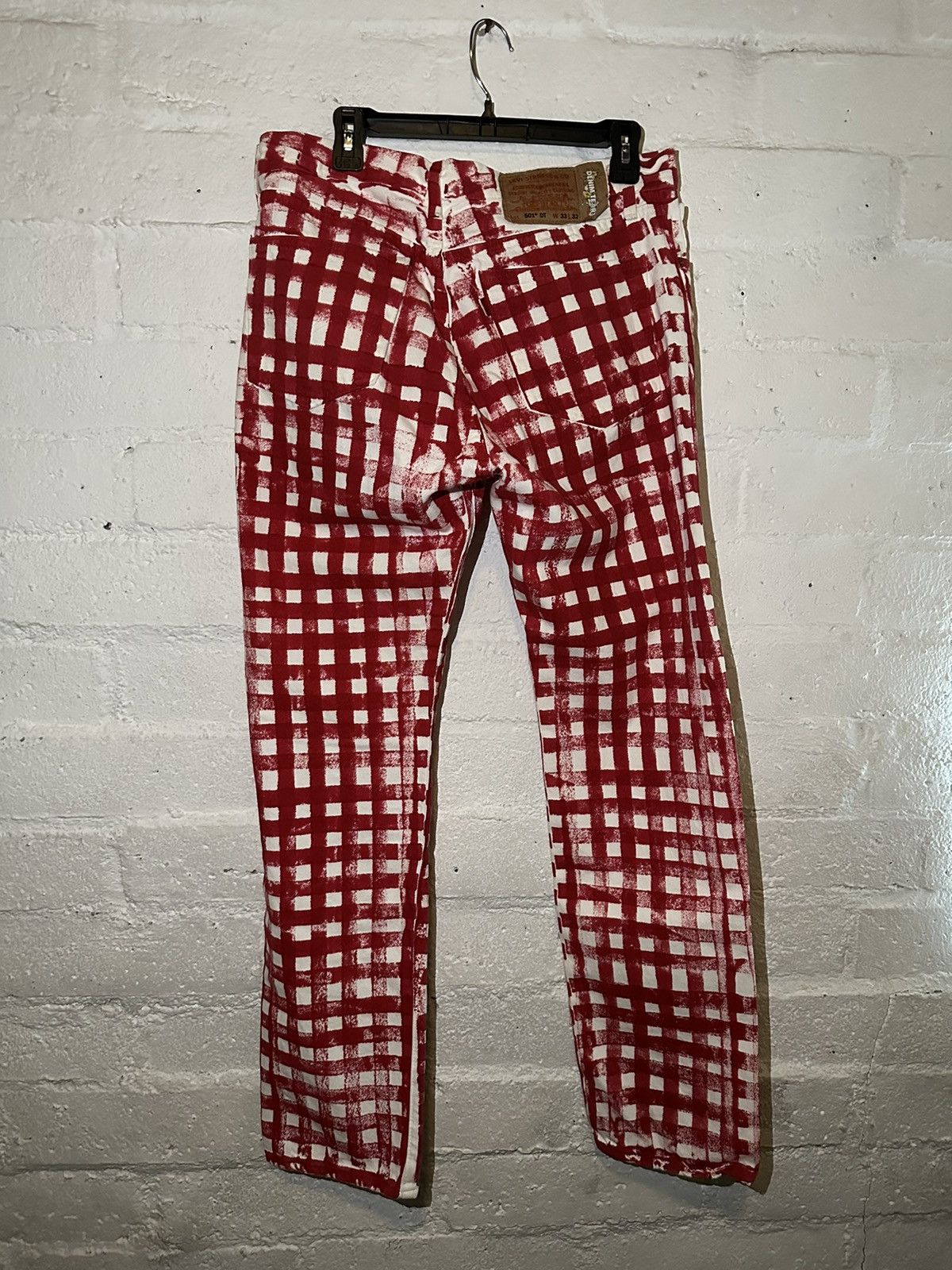 DENIM TEARS DENIM TEARS HAND PAINTED PICNIC PLAID “KISS MY GRITS” PANTS Size US 33 - 2 Thumbnail