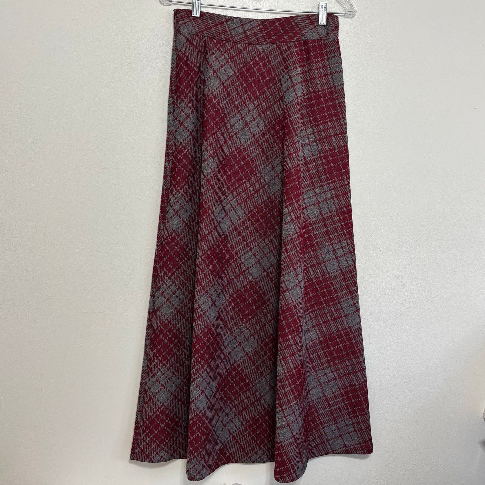 Other Vintage Zio by Youngja Red Gray Plaid A-Line Skirt 11/12 Size 28" / US 6 / IT 42 - 2 Thumbnail