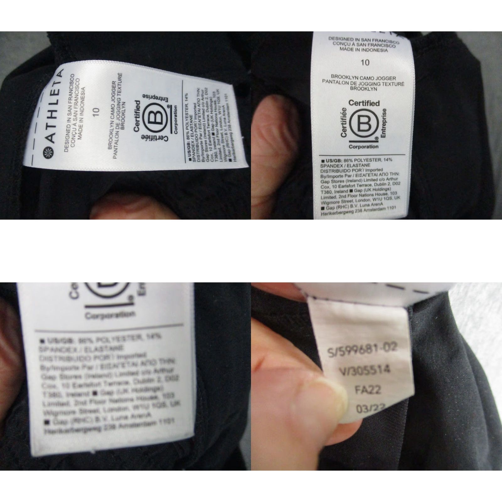 Athleta Athleta Pants Women Jogger 10 Black Camouflage Lightweight Polyester Spandex Pockets Elastic Waist Tapered Athletic Casual Travel Mens Womens Girls Size 32" / US 10 / IT 46 - 8 Thumbnail