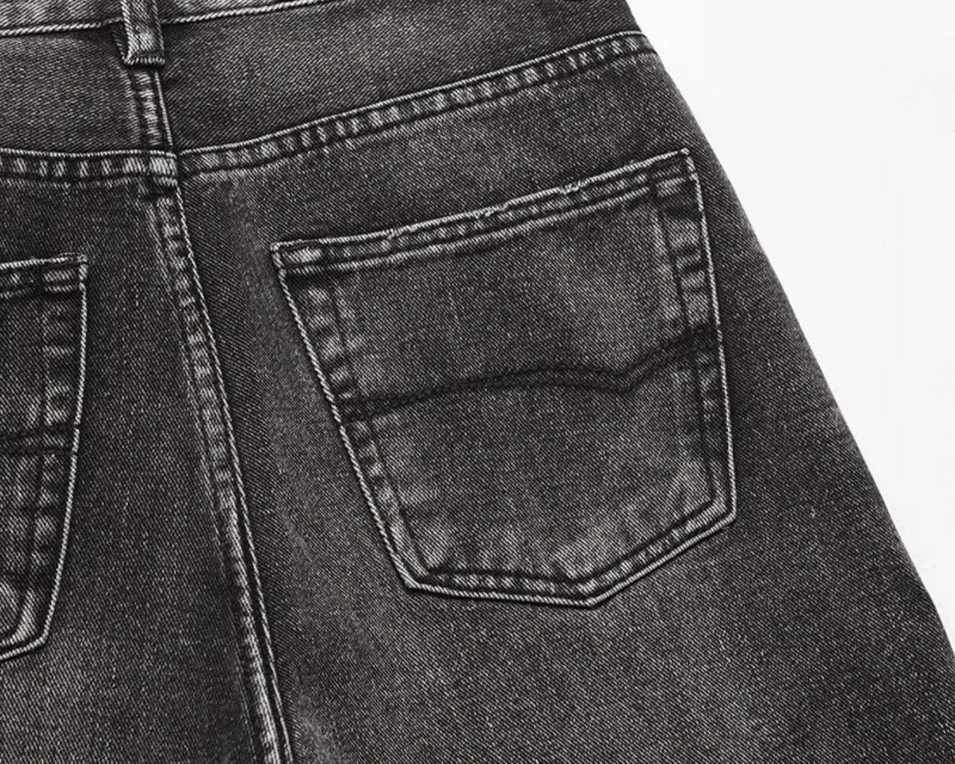 Japanese Brand Black straight flared denim washed Size US 29 - 4 Thumbnail