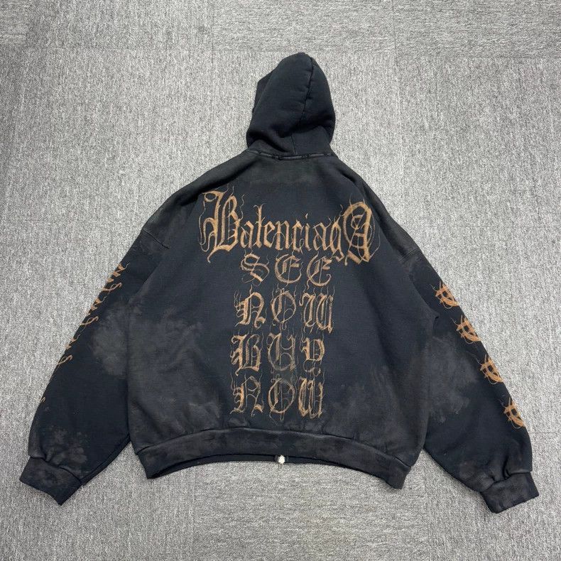 Balenciaga Balenciaga fashion show mud dyed Sanskrit hoodie-2506 Size US L / EU 52-54 / 3 - 4 Thumbnail