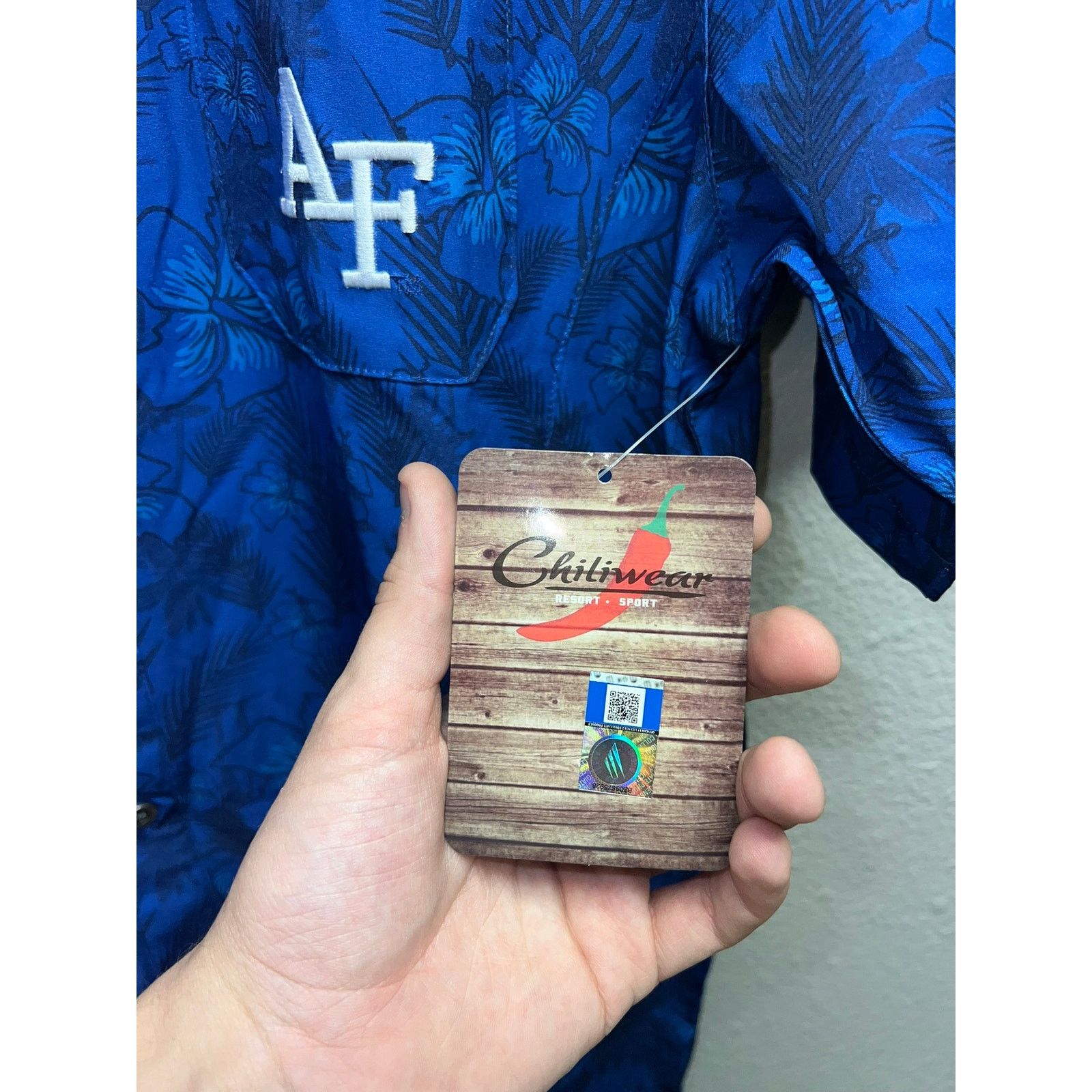 Vintage Air Force University Polo Shirt Chiliwear Blue Floral NWT S Size US L / EU 52-54 / 3 - 7 Thumbnail