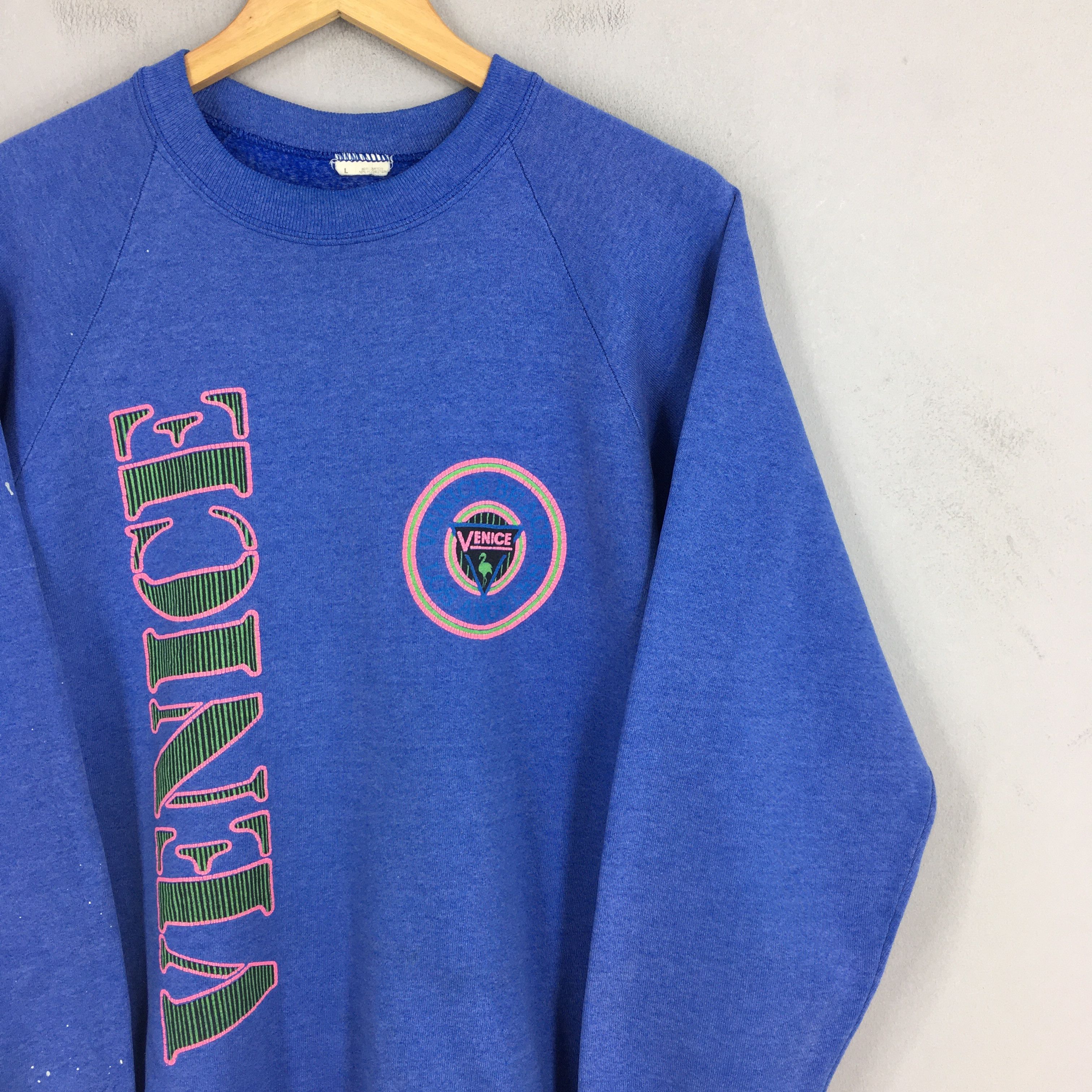 Vintage Vintage 90's Venice Italia Blue Sweatshirt Large Size US L / EU 52-54 / 3 - 2 Thumbnail
