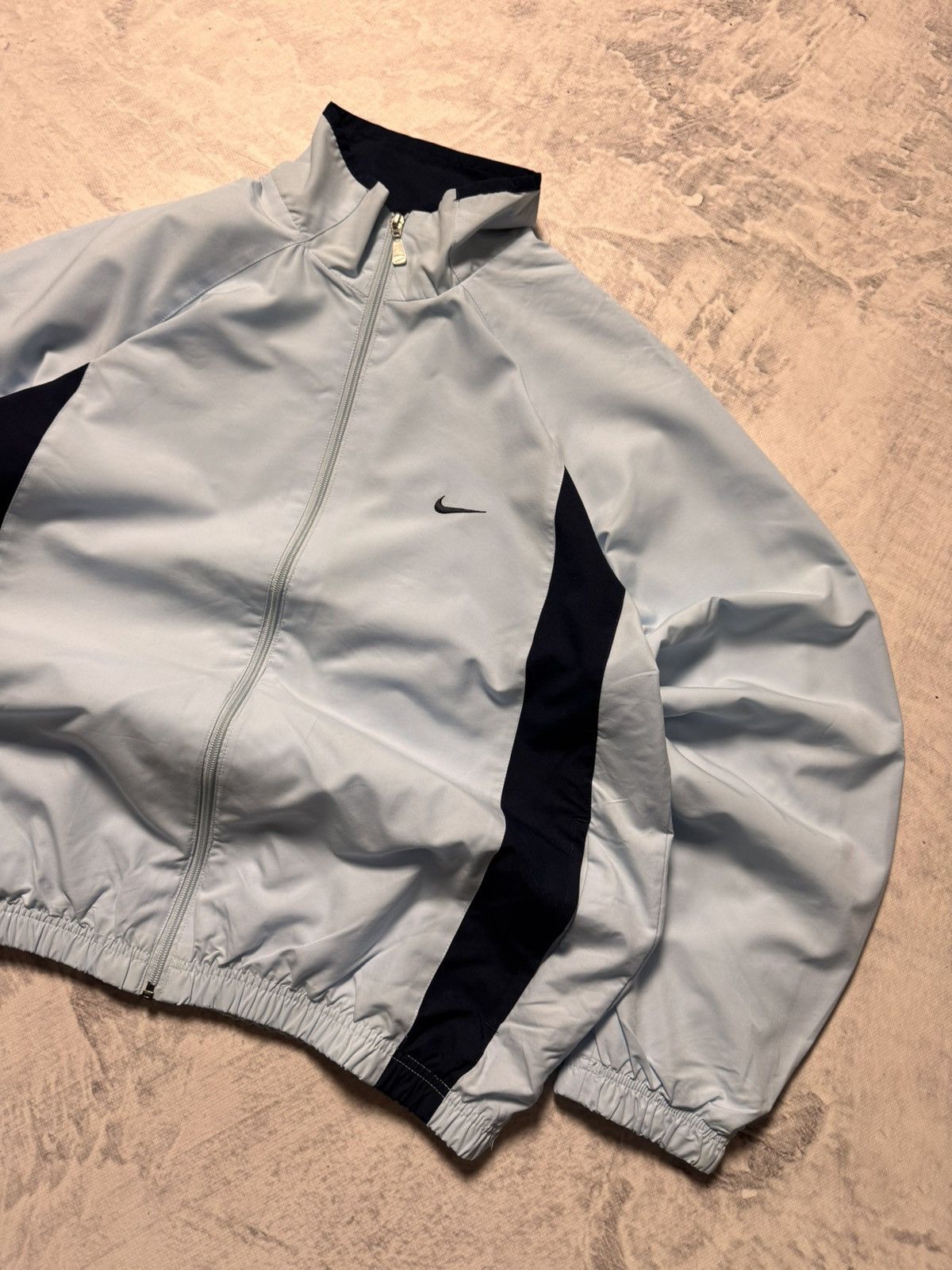 Nike × Vintage 00s Nike Vintage Nylon Oversize Drill Mini Swoosh Y2K Jacket Size US L / EU 52-54 / 3 - 2 Thumbnail