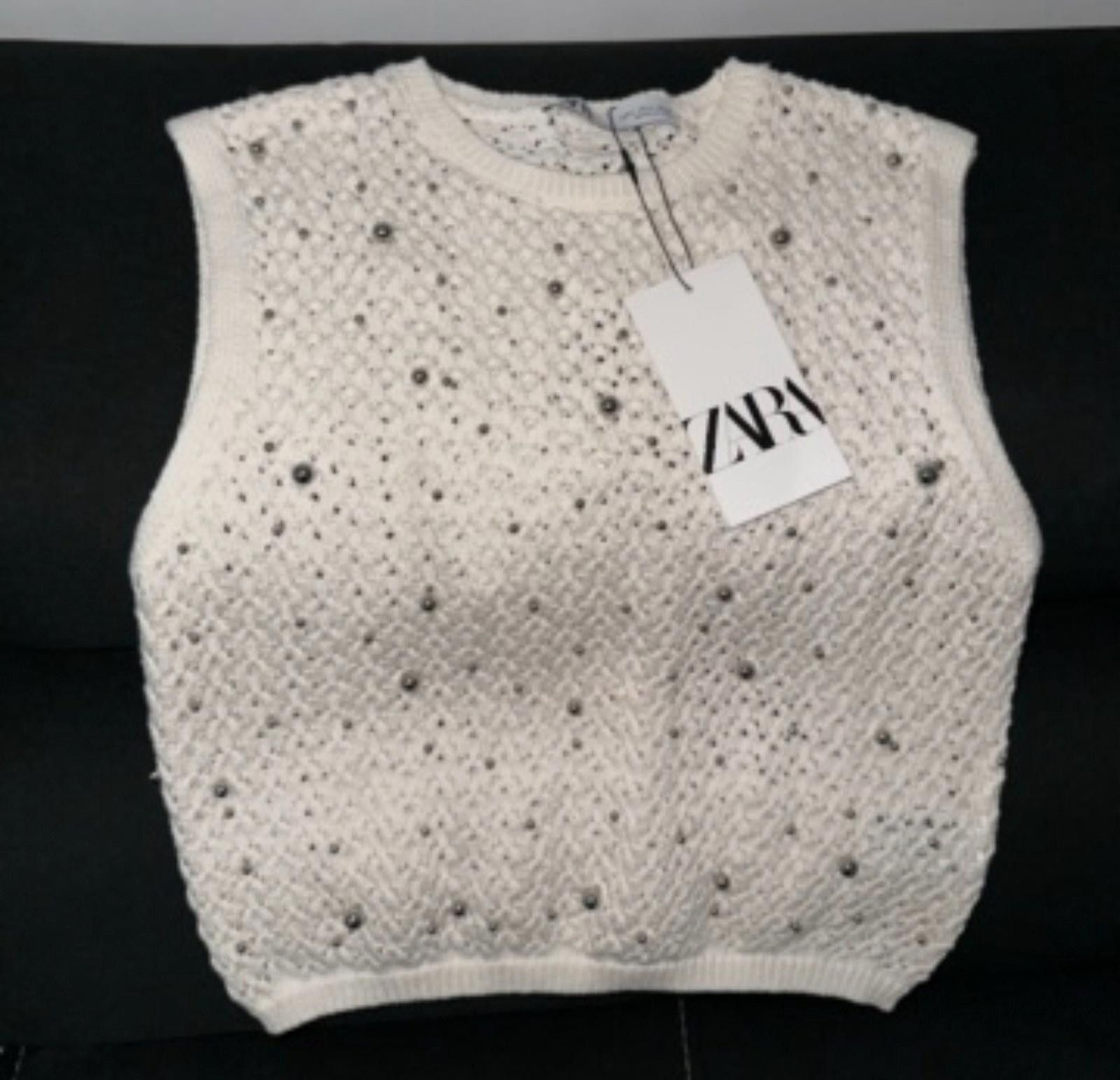 Zara Zara Soft Cream Waistcoat With Beads Size M / US 6-8 / IT 42-44 - 1 Thumbnail