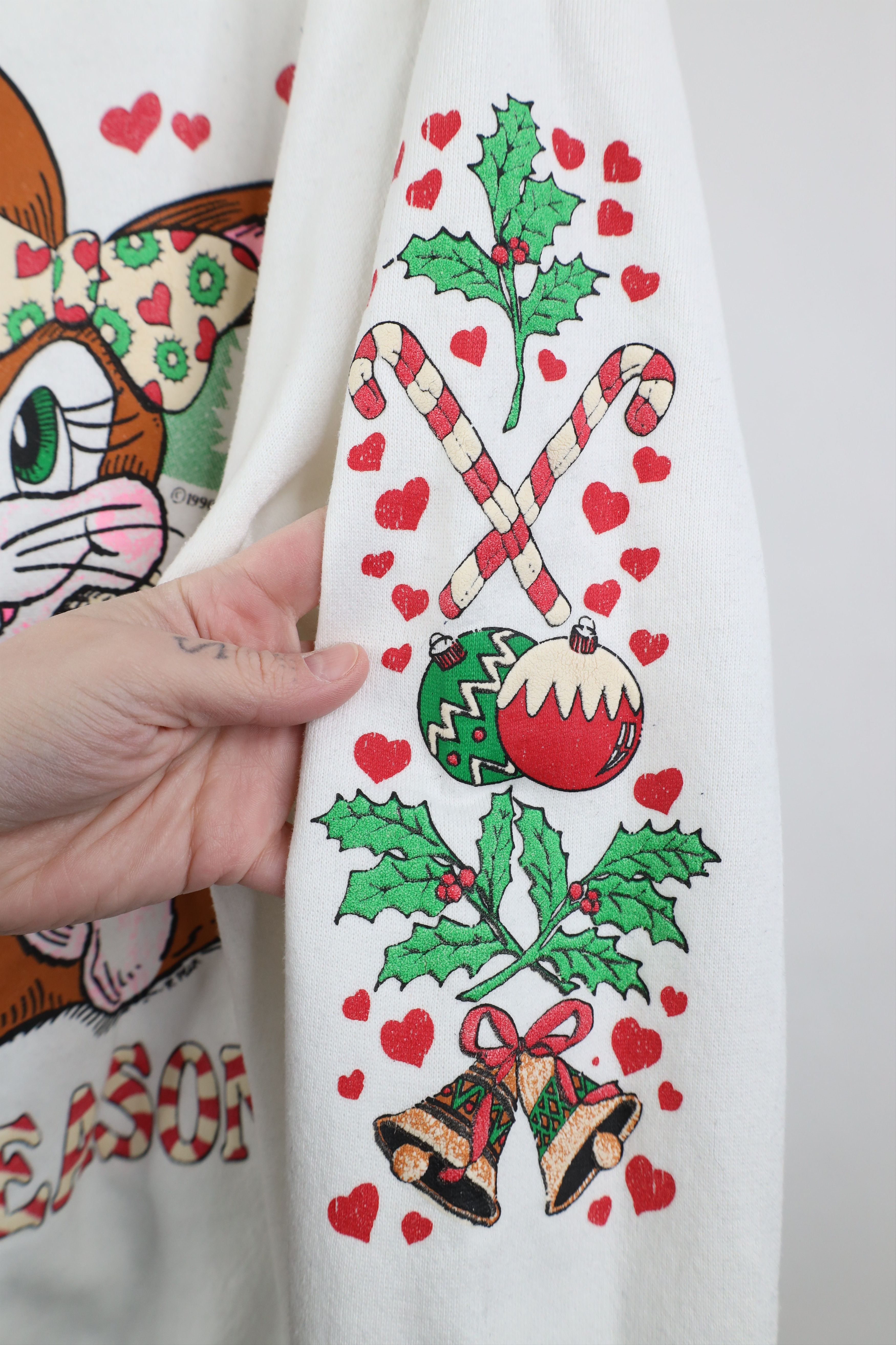 Vintage Vintage 90s Streetwear Christmas Snow Bunny Heart Sweatshirt Size L / US 10 / IT 46 - 9 Thumbnail