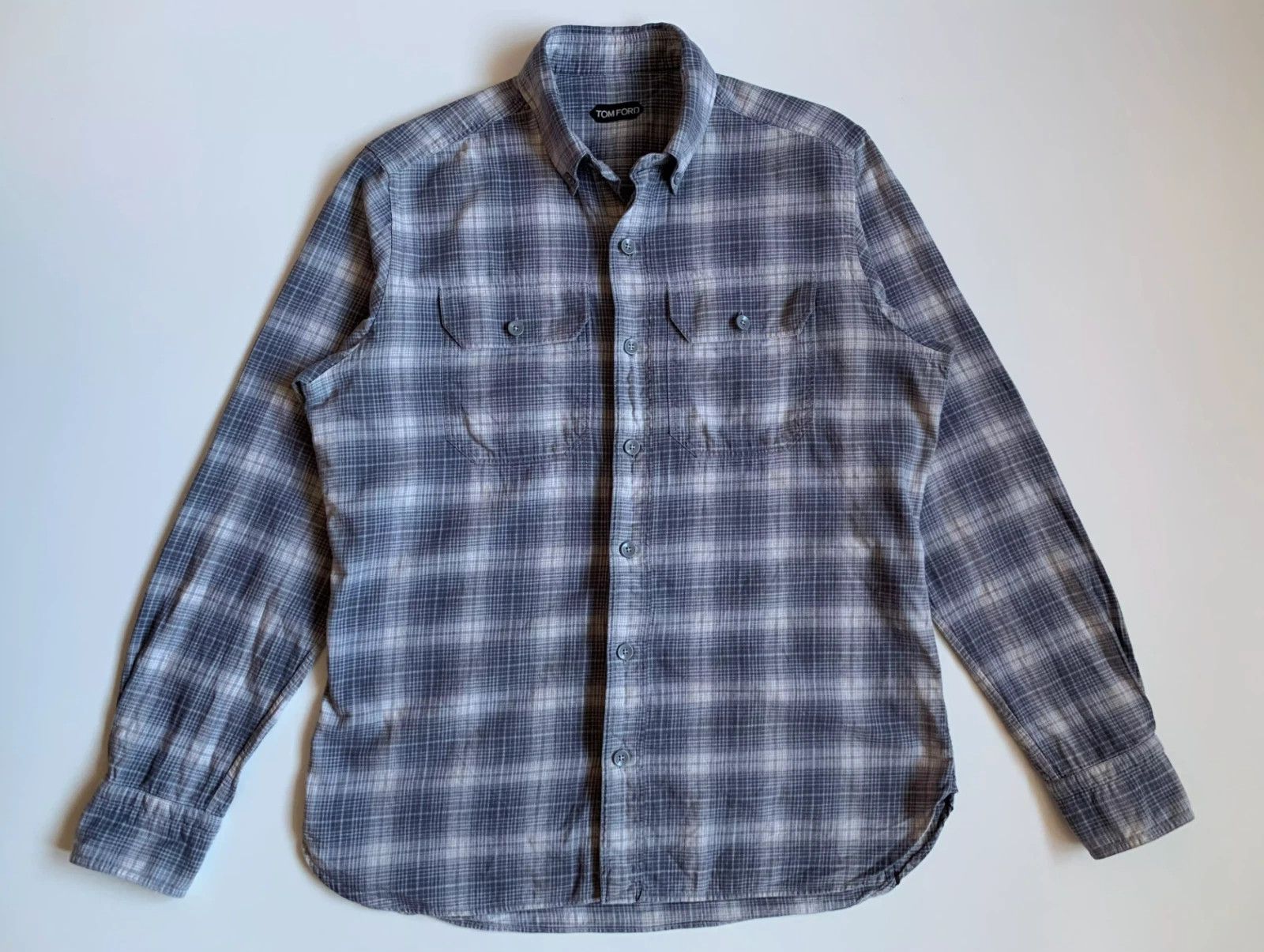 Tom Ford Slim Fit Button Down Collar Checked Shirt Flannel Size 43 Size US M / EU 48-50 / 2 - 1 Thumbnail