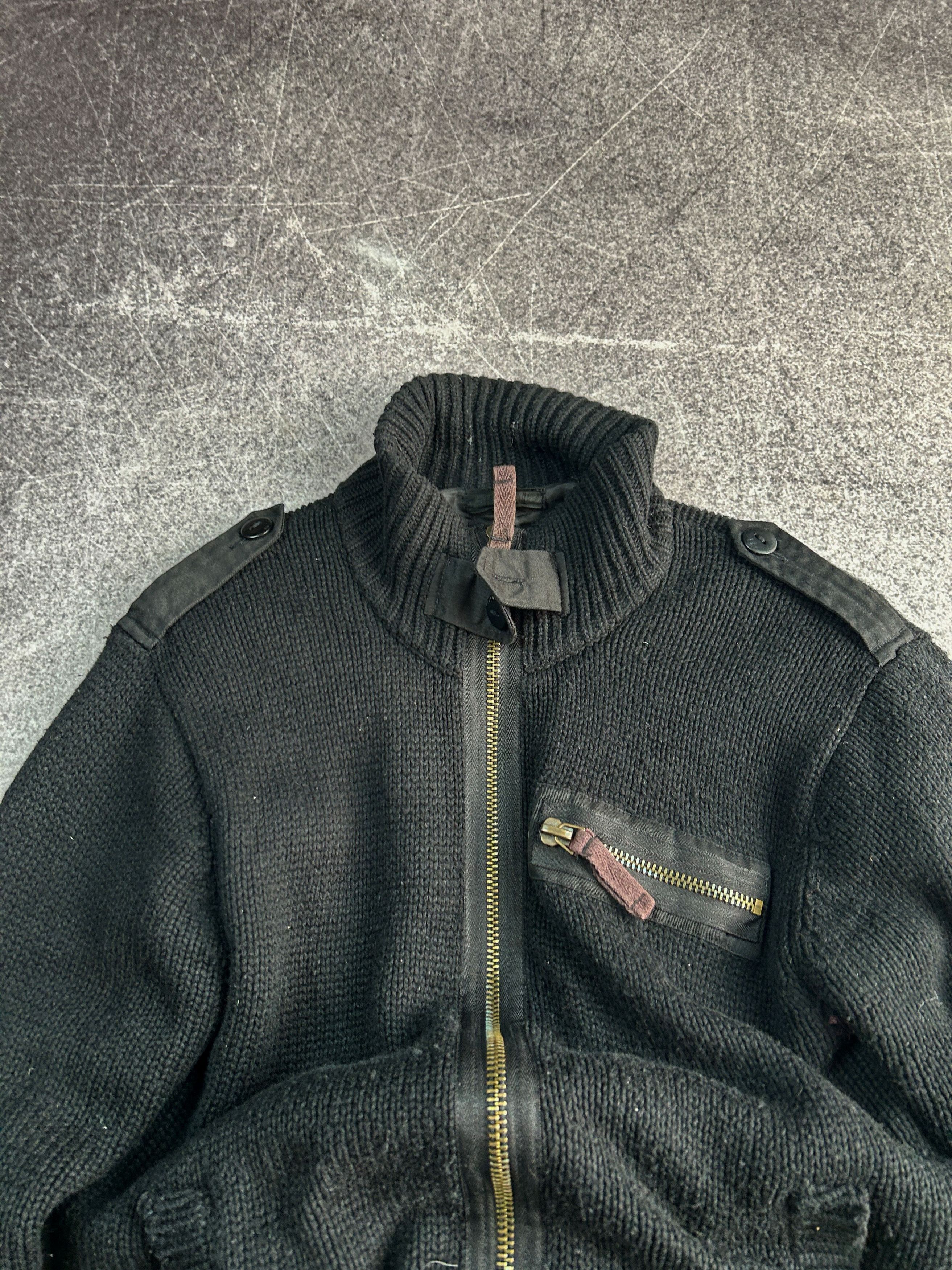 Vintage Y2K Heavy Knit Zip Sweater Black Military Style Distressed Size US M / EU 48-50 / 2 - 4 Thumbnail