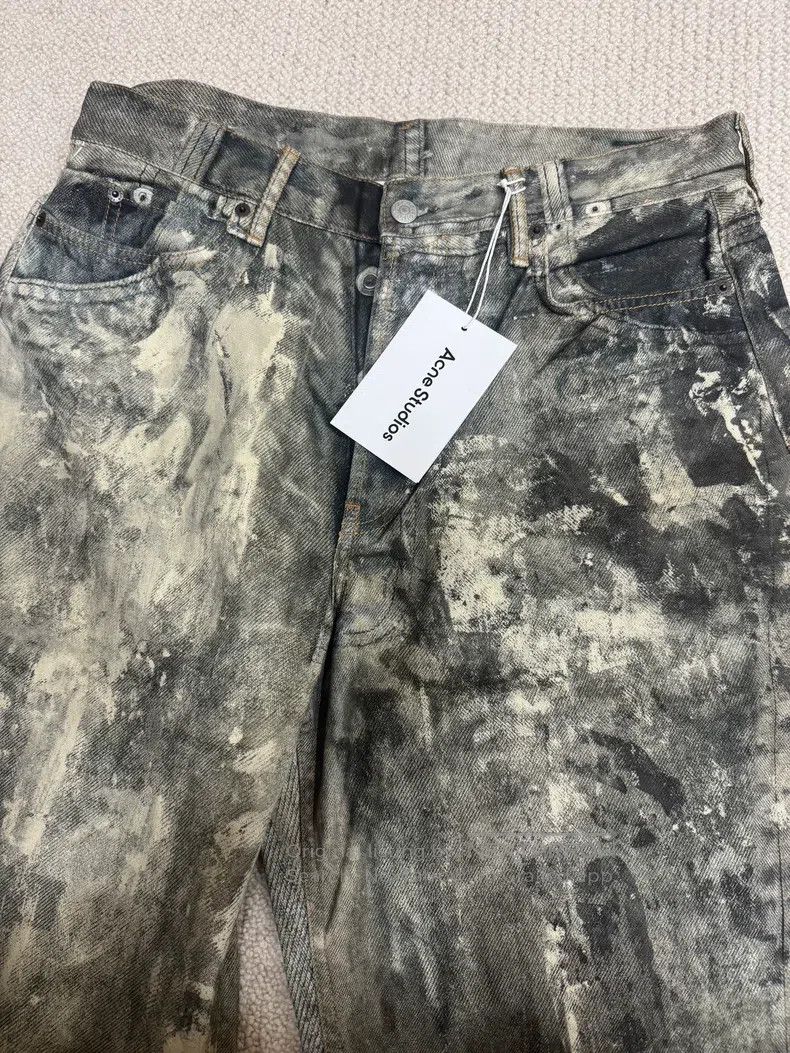 Acne Studios Acne Studios 3D Printed Splashed Distressed Denim Pants, S Size US 34 / EU 50 - 3 Thumbnail