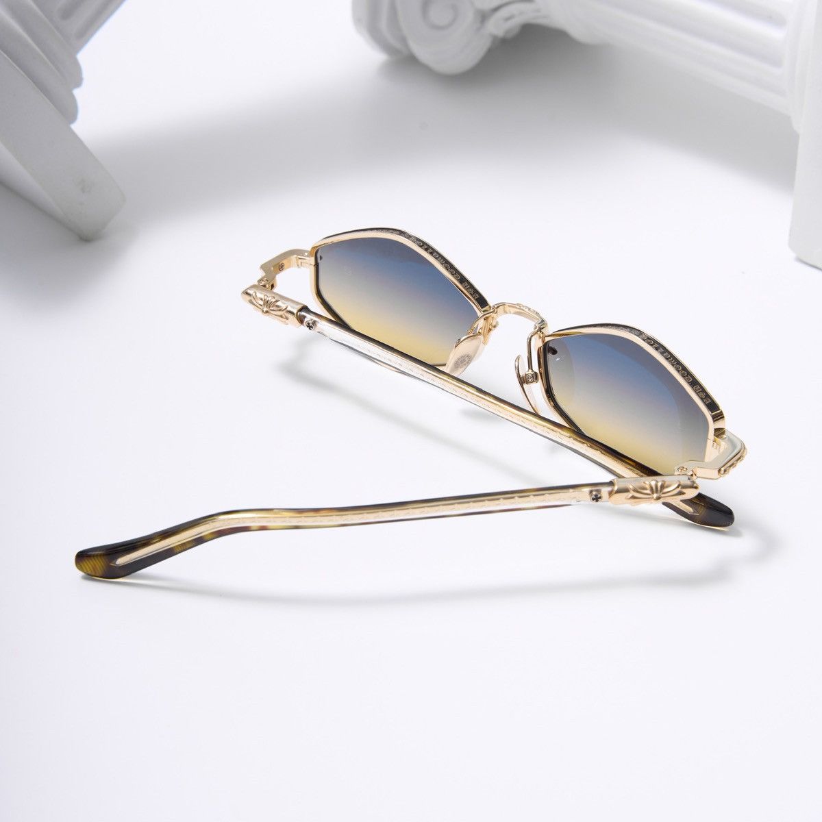 Chrome Hearts CHROME HEARTS NIP SLIP GOLD PLATED DARK TORTOISE SUNGLASSES Size ONE SIZE - 7 Thumbnail