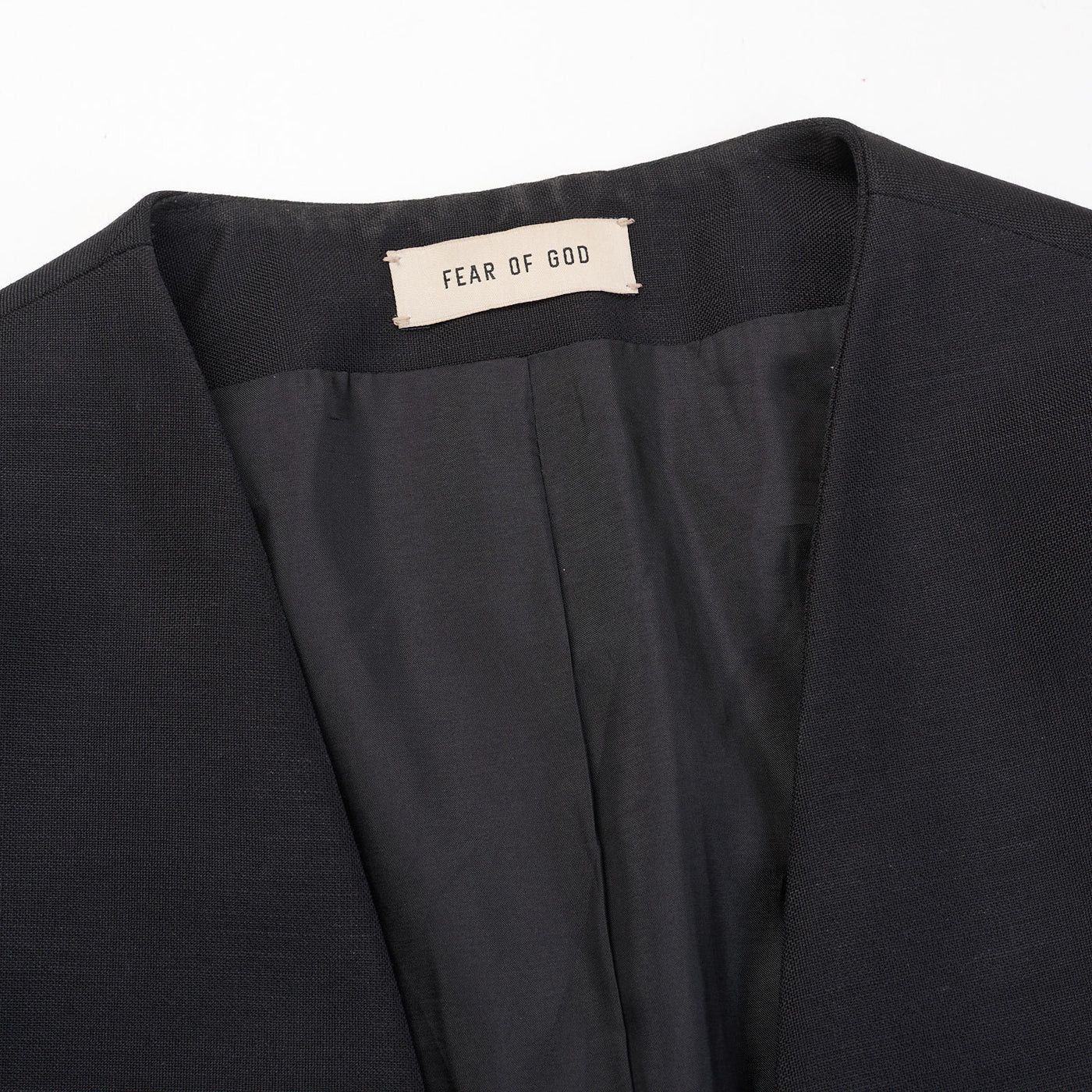 Fear of God FEAR OF GOD Black Single Breasted Lapelless Blazer Size 40R - 6 Thumbnail