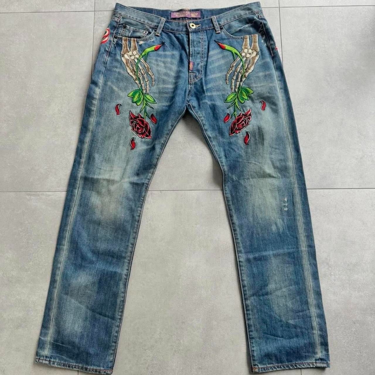 Christian Audigier × Ed Hardy Christian Audigier Skull Rose Jeans Size US 36 / EU 52 - 4 Thumbnail