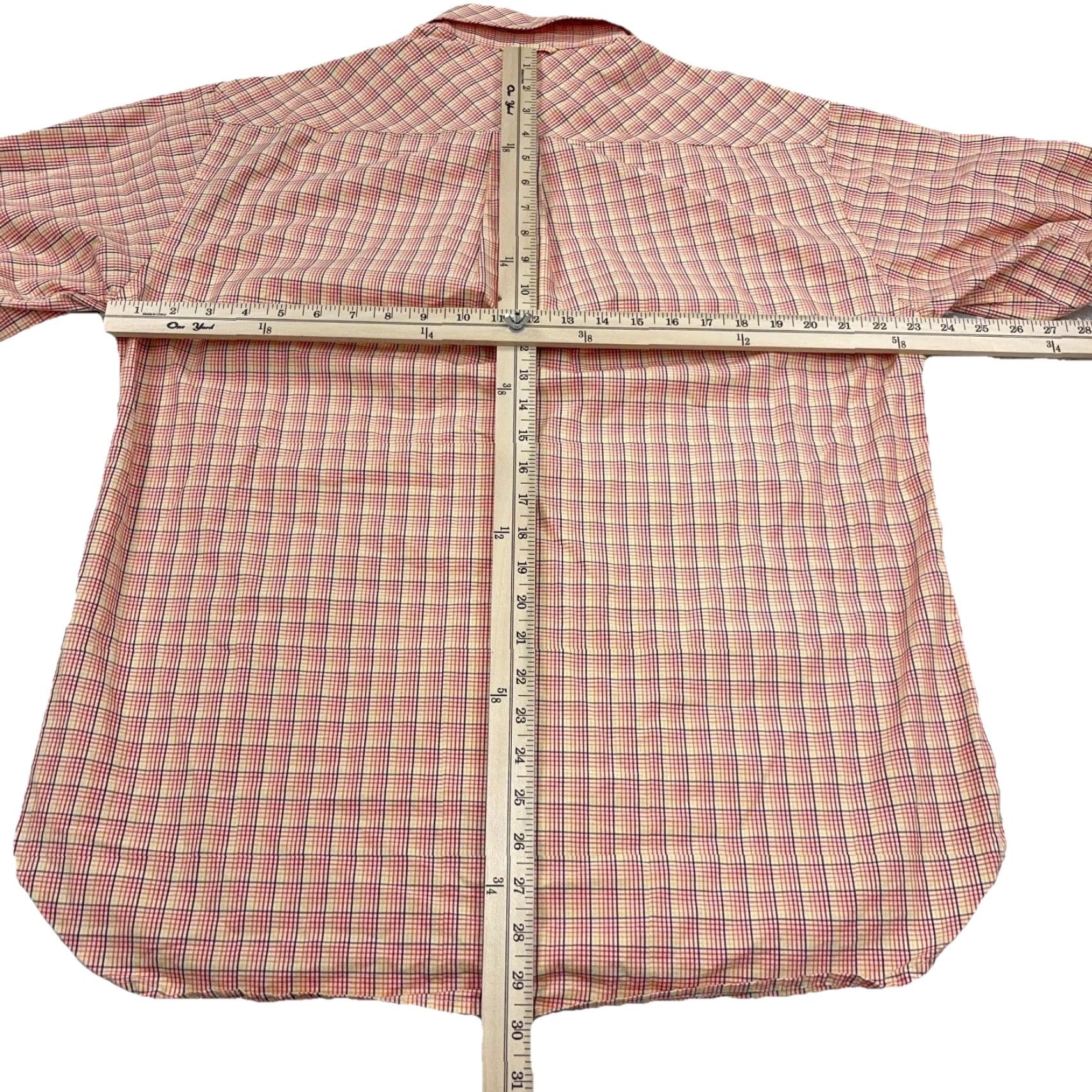 Tommy Hilfiger Tommy Hilfiger Shirt Men Medium Orange Plaid Button Up Casual Formal Workwear Knit-Down Size 40R - 6 Thumbnail