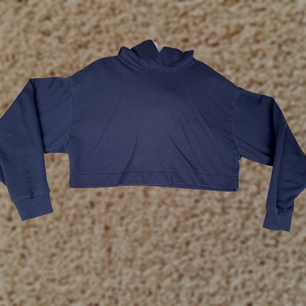 Alo ALO Yoga Hoodie Women's Large Blue Cropped Pullover Logo Sweatshirt Size L / US 10 / IT 46 - 1 Thumbnail