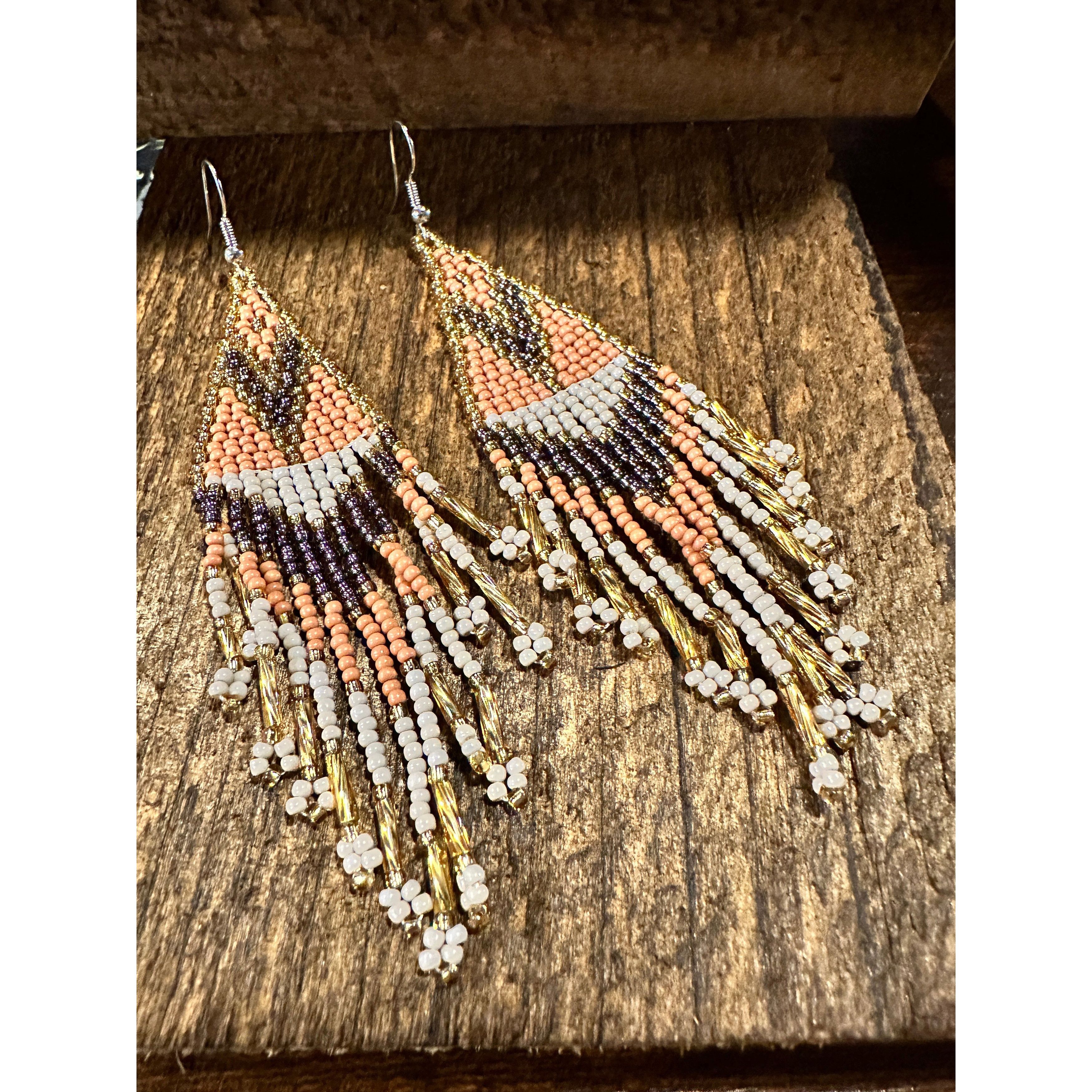 Other Handcrafted Bohemian Navajo Seed Bead Dangle Earrings with P Size ONE SIZE - 1 Thumbnail