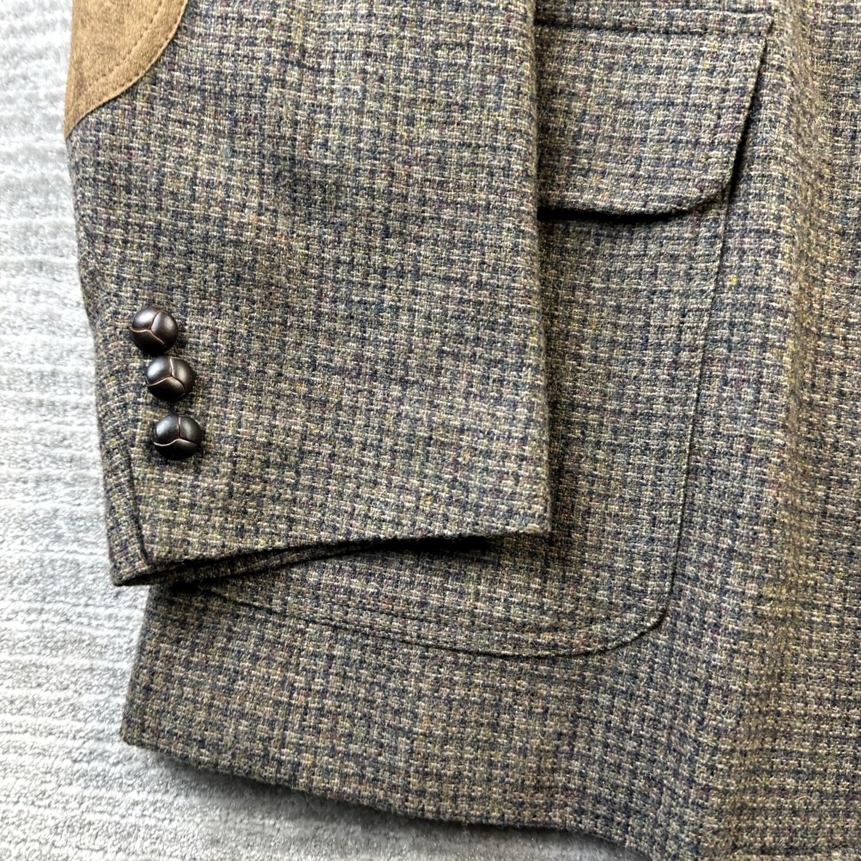 Pendleton VINTAGE Pendleton Mens 46 Tweed Blazer Sport Coat Elbow Pads Brown Wool Size 46R - 4 Thumbnail