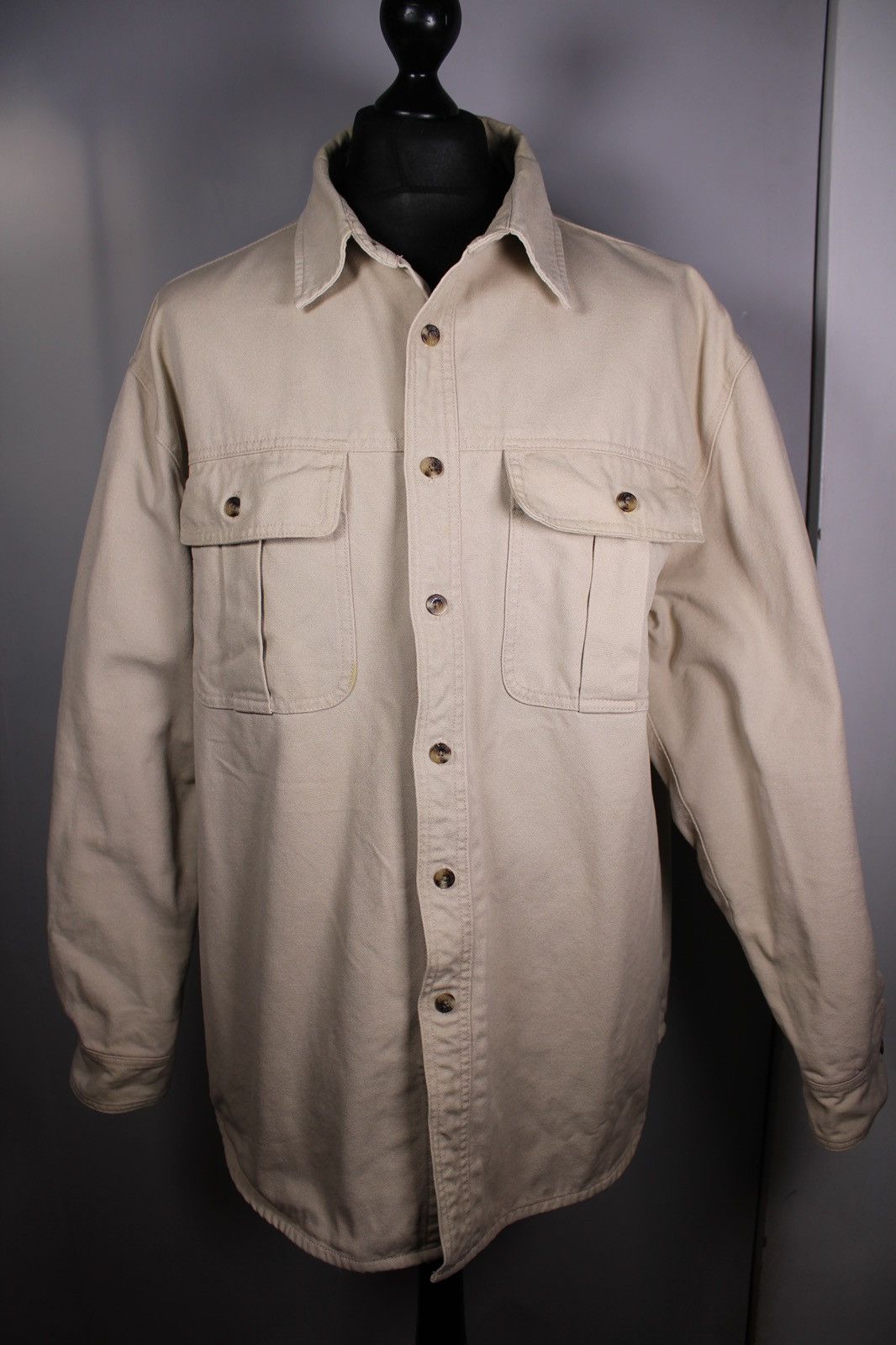 image of Filson Shacket With Heavy Canvas With Red Tartan Lining in Beige, Men's (Size XL)