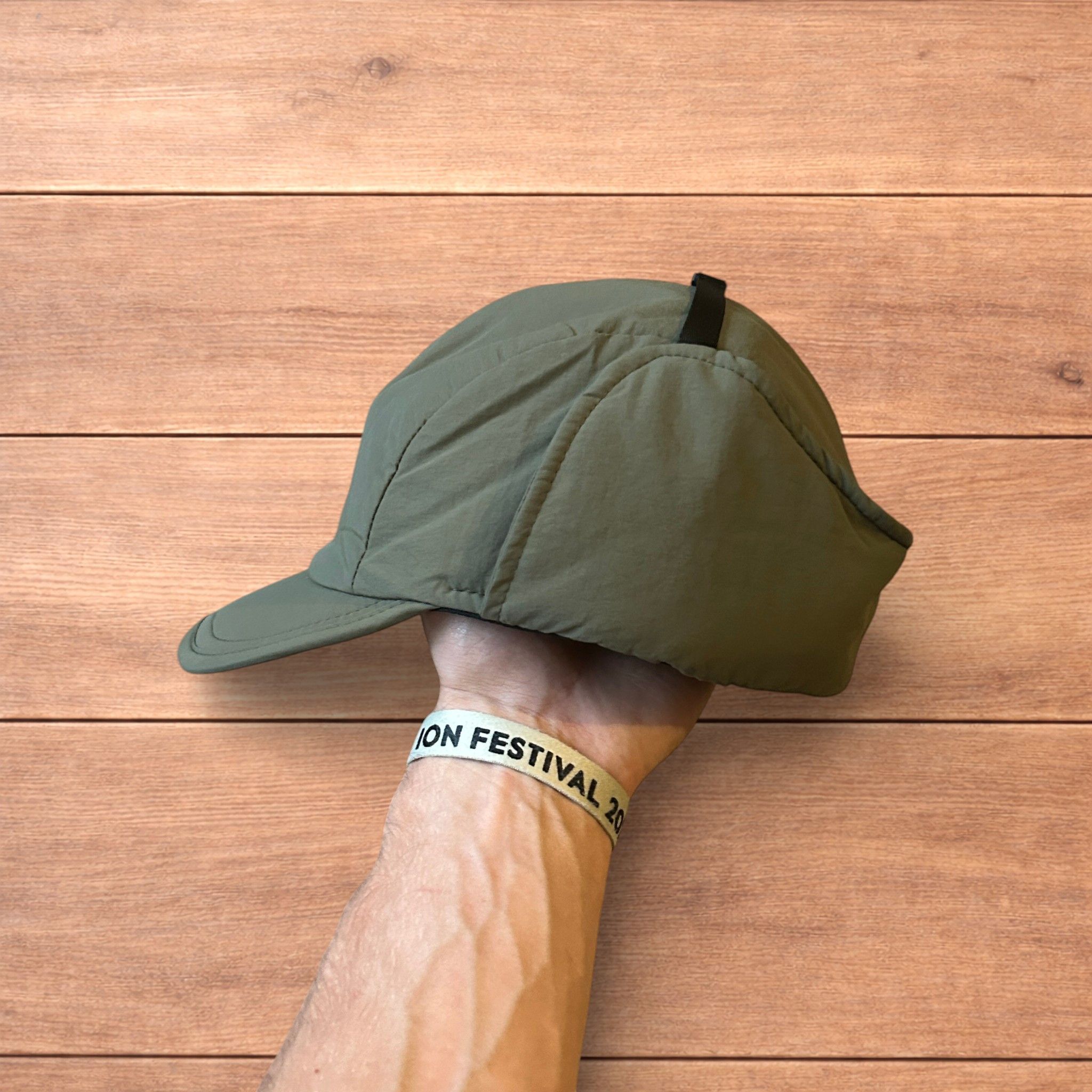 Japanese Brand Insane Russian Trapper Korean padded hat cap in khaki green. Size ONE SIZE - 3 Thumbnail