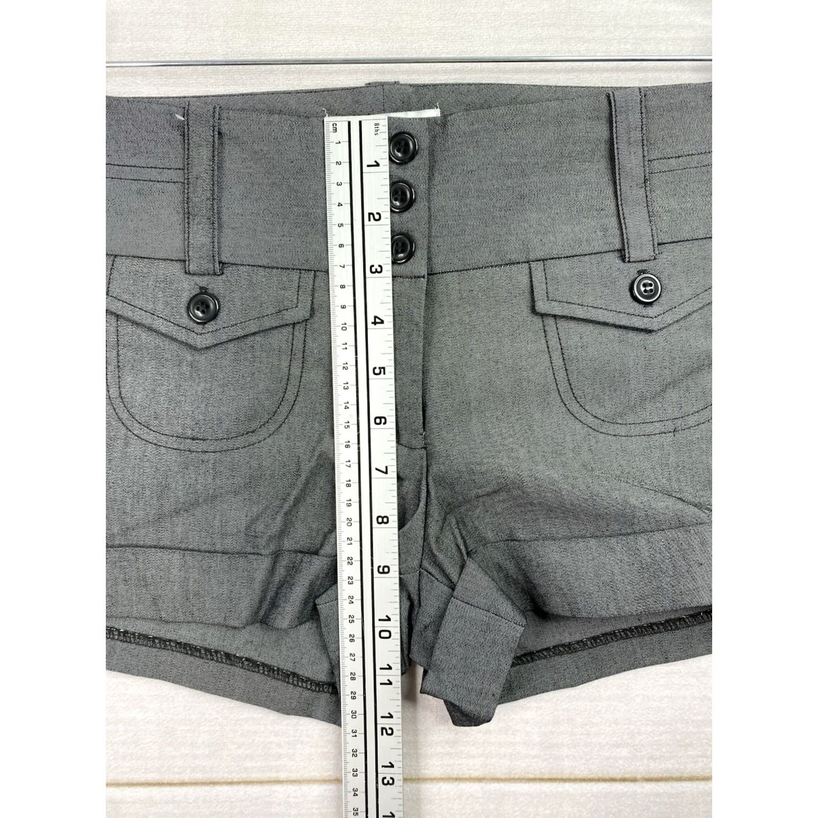 Vintage VINTAGE Charlotte Russe Hot Pants Shorts 11 Gray Mid Rise Twill Cotton Blend Juniors Women Size 24" / US 00 / IT 34 - 4 Thumbnail