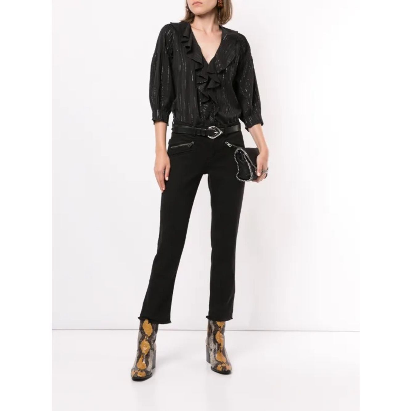 Zadig & Voltaire Zadig & Voltaire Ava Cropped Jeans Black Zip Pocket Stretch Size 26" / US 2 / IT 38 - 1 Thumbnail