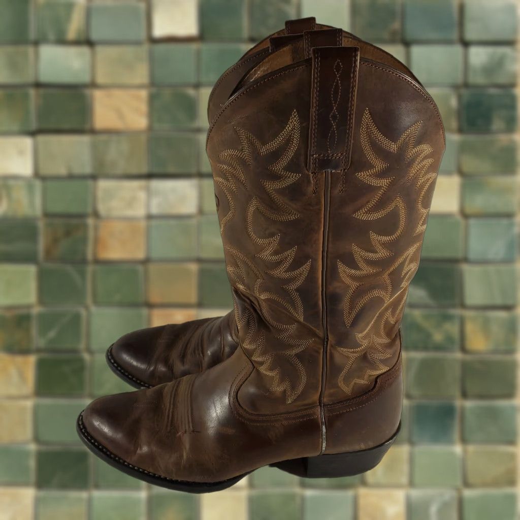 Ariat Ariat Heritage R Toe Western Leather Boots Distressed Brown Mens 10.5 EE Size US 11 / EU 44 - 1 Thumbnail