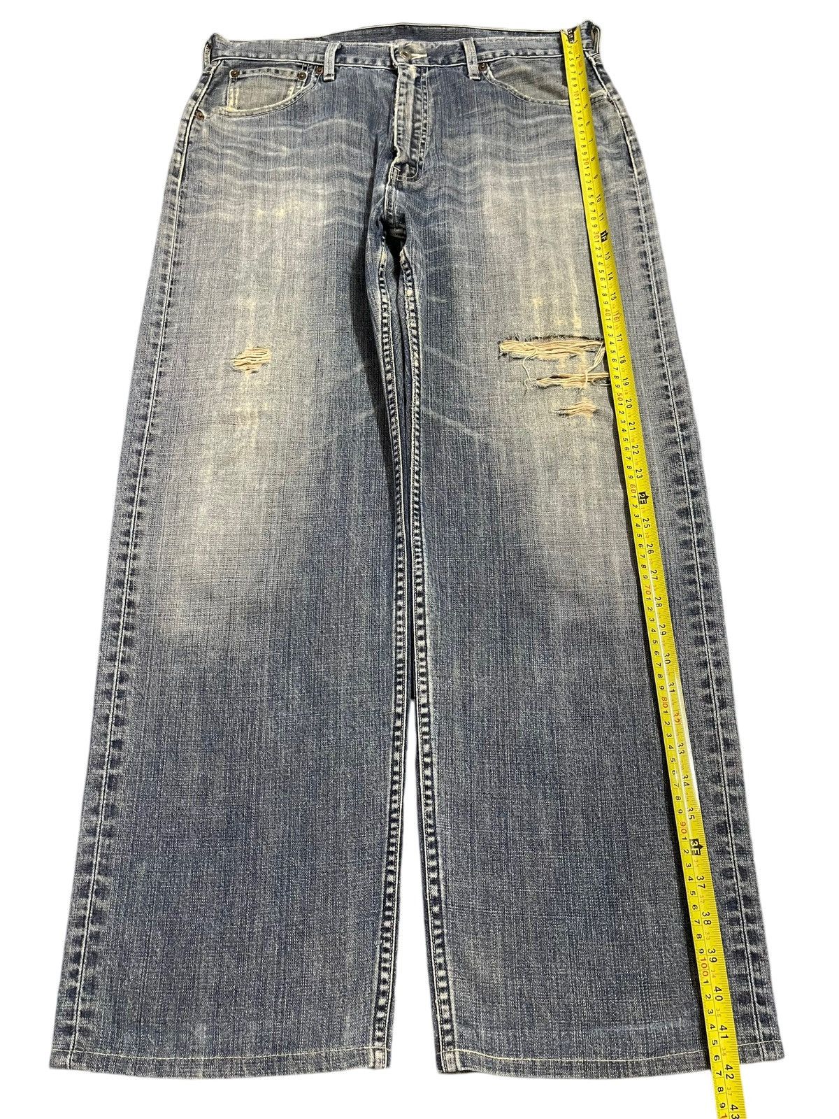 Levi's Vintage 90s Levis 504 Blue Wash Distressed Loose Jeans Size US 35 - 13 Thumbnail