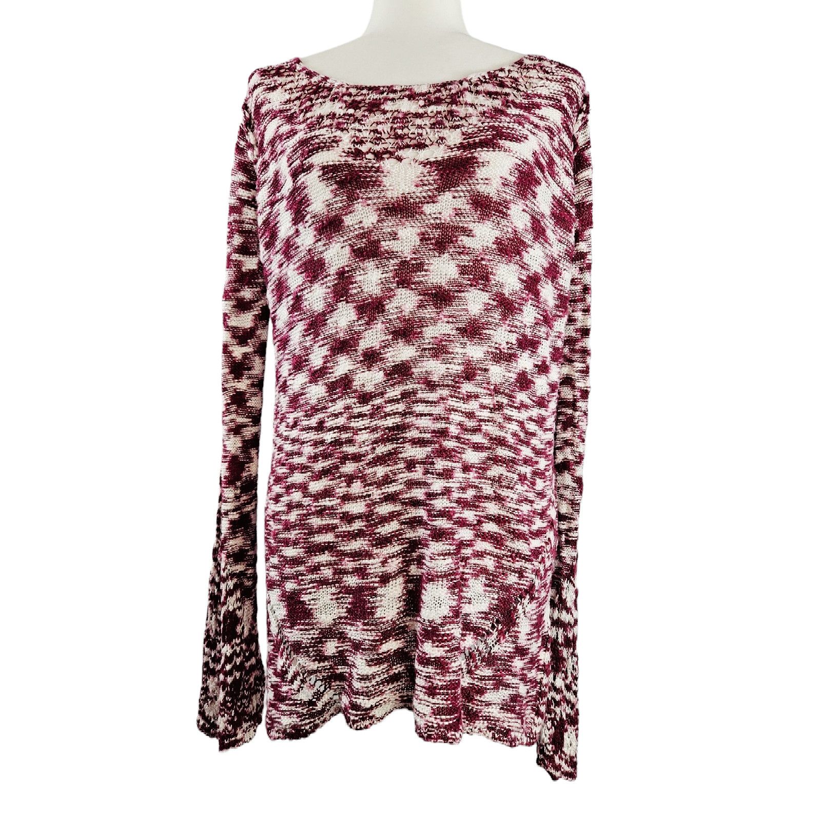 Other New Directions Crochet Sweater Bell Sleeves Sz. XL Raspberry Size XL / US 12-14 / IT 48-50 - 2 Thumbnail