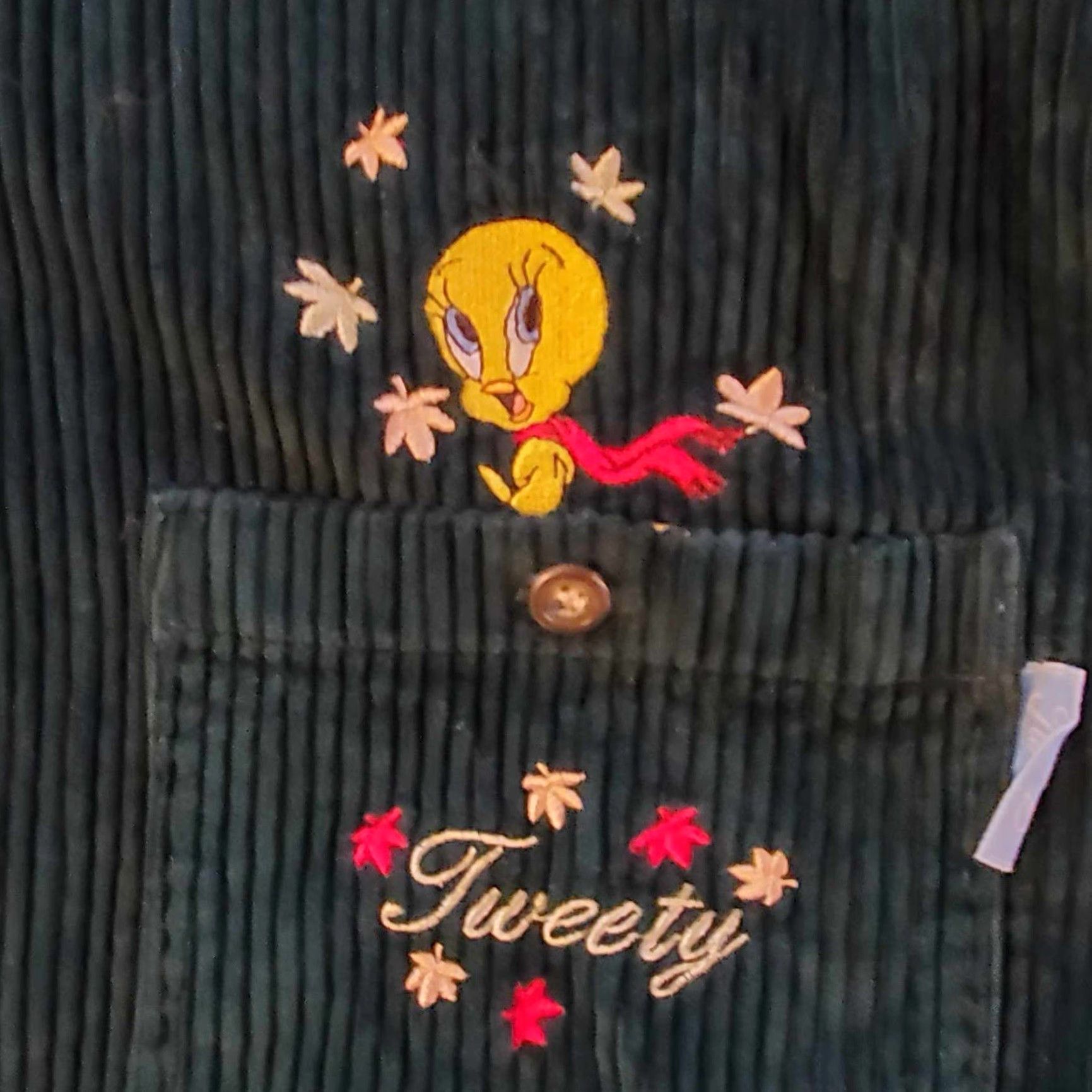 Vintage VINTAGE Tweety Bird Green Corduroy Button-Down Shacket Shirt Jacket L Womens 90s Casual Fall Winter Size L / US 10 / IT 46 - 2 Thumbnail