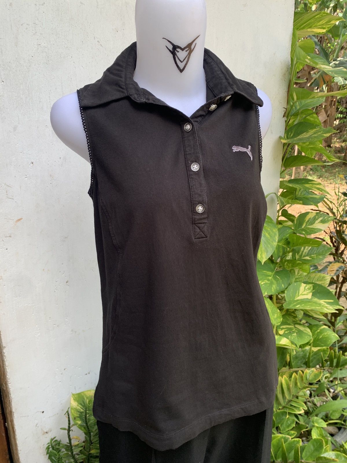 Puma × Vintage y2k Puma Germany Sportstyle Trim Sleeveless Cotton Polo Top Size M / US 6-8 / IT 42-44 - 2 Thumbnail