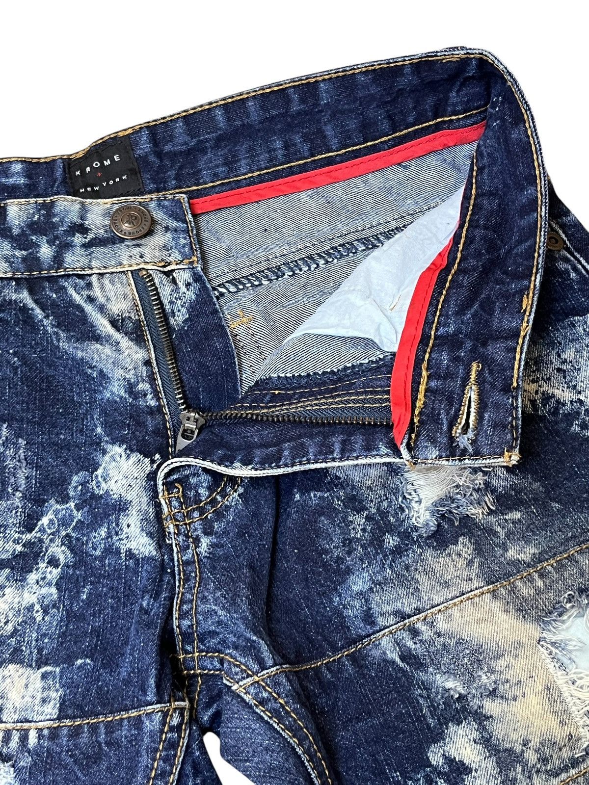 Japanese Brand SICK🔥KROME NEW YORK TYE DYE DISTRESSED STYLE JEANS Size US 31 - 11 Thumbnail