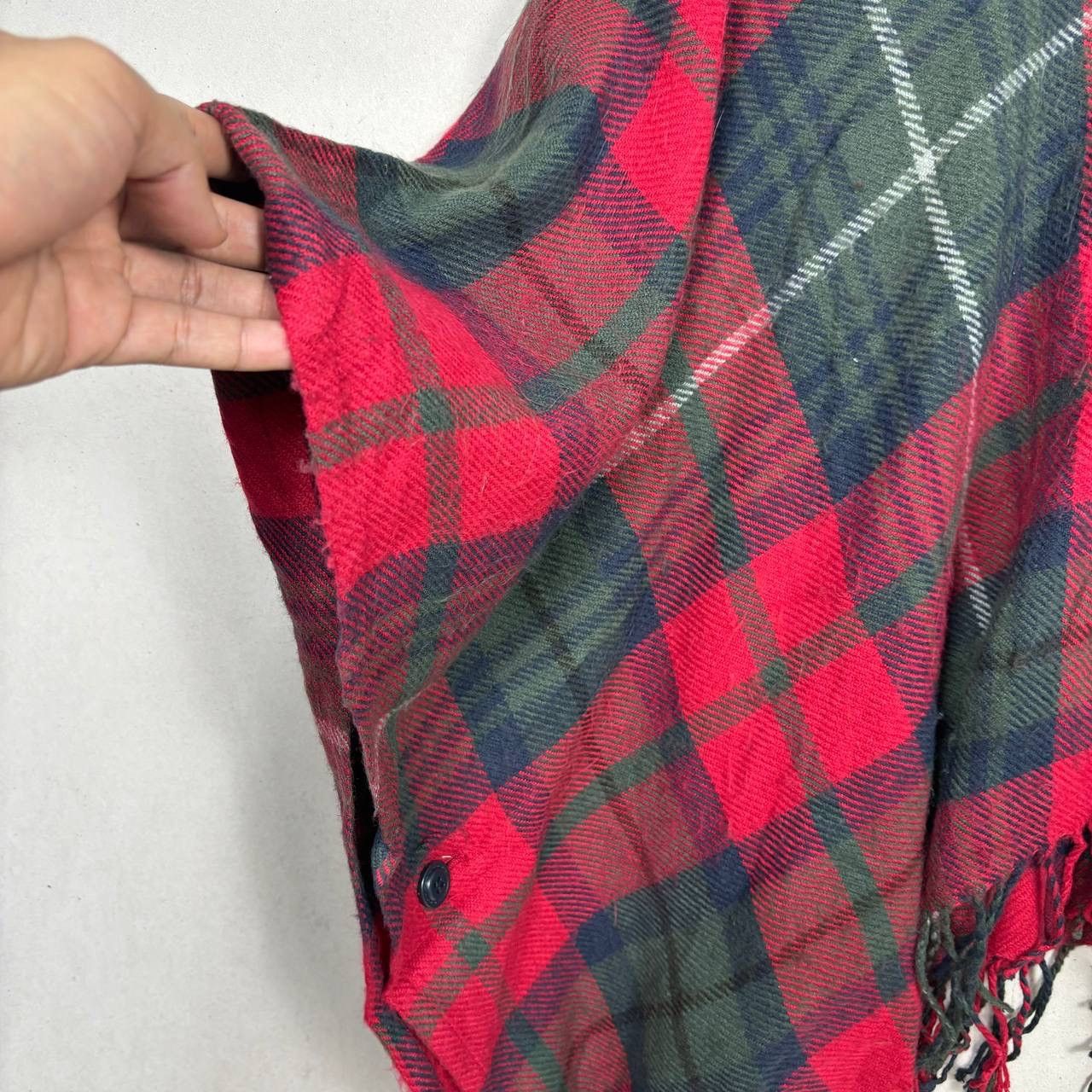 Cloak VTG Japanese Plaid Hooded Poncho Fur Trim Toggle Cape M Size US M / EU 48-50 / 2 - 4 Thumbnail