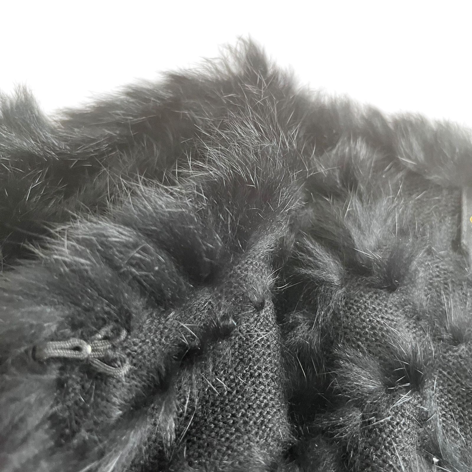 Other Metric Knits Black Rabbit Fur Chevron Mob Wife Jacket Size L / US 10 / IT 46 - 7 Thumbnail