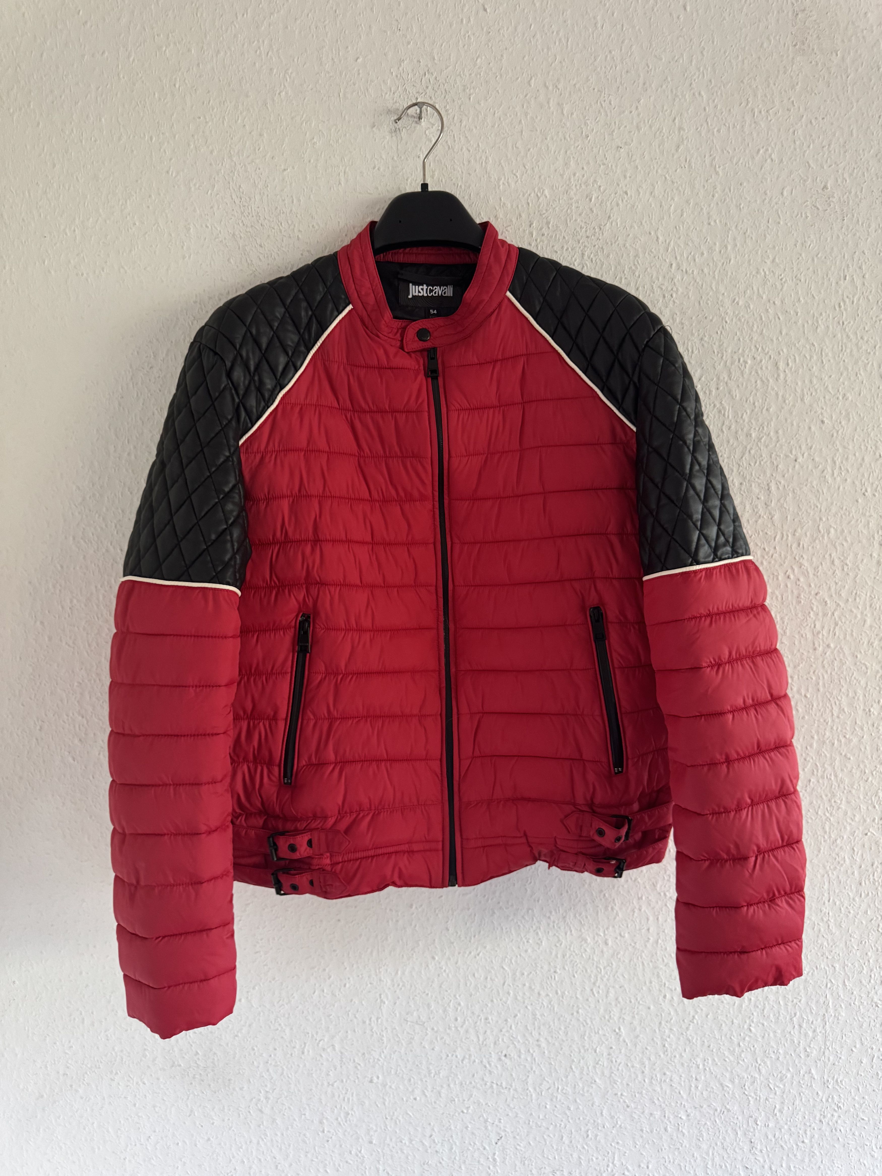 Just Cavalli Quilted Biker Down Jacket With Leather Shoulders Size US XL / EU 56 / 4 - 3 Thumbnail