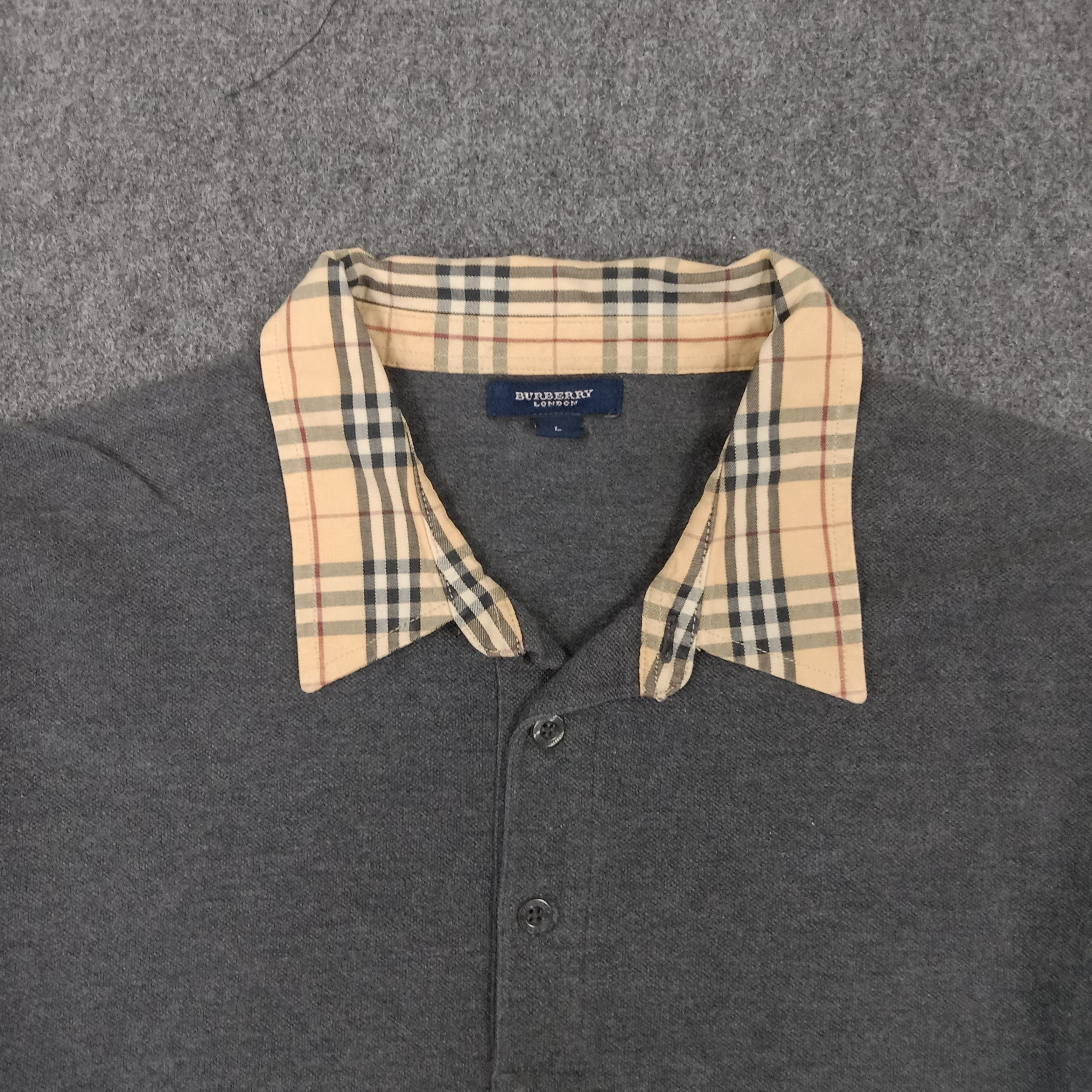 Burberry × Vintage Burberry London Nova Check Designer Polo Shirt Size US L / EU 52-54 / 3 - 2 Thumbnail