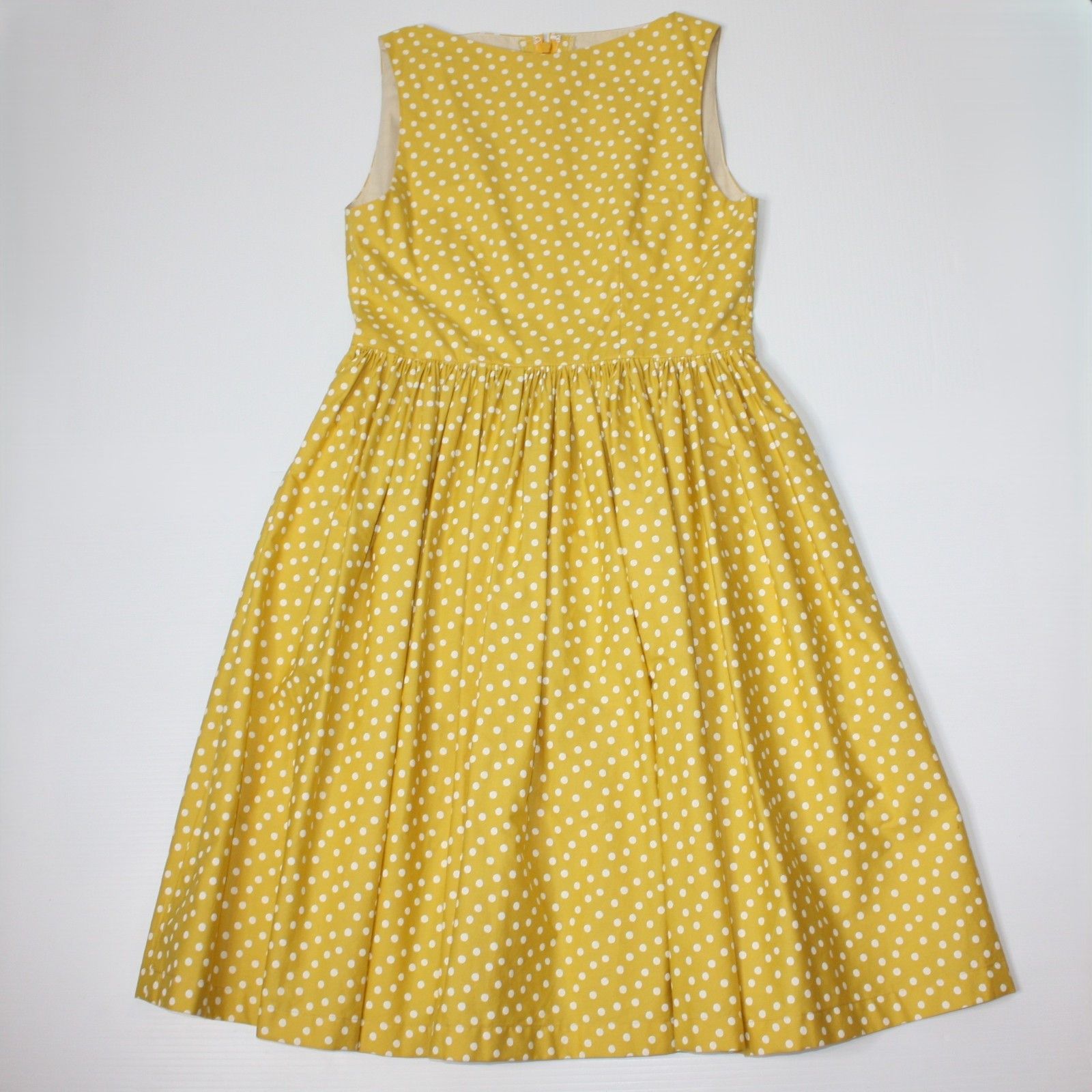 Other Retro Style Mustard Yellow with White Polka Dots Swing Dress Size S / US 4 / IT 40 - 1 Thumbnail