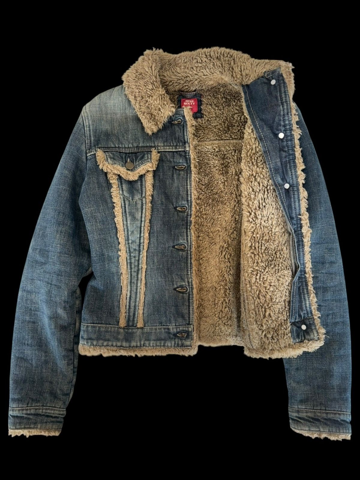 Miss Sixty Miss Sixty Shearling Lined Cropped Denim Jacket Size M / US 6-8 / IT 42-44 - 3 Thumbnail