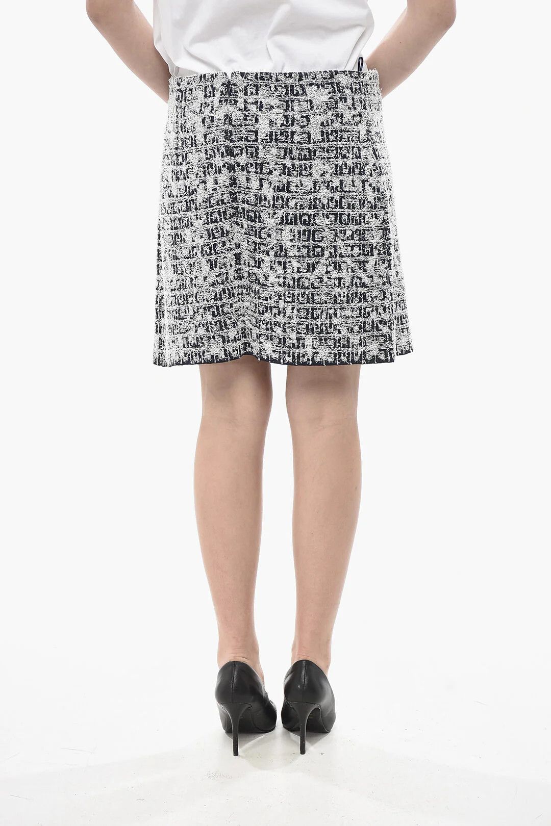 Givenchy og1mm0326 Tweed Mini Skirt in Black & White Size 32" / US 10 / IT 46 - 2 Thumbnail