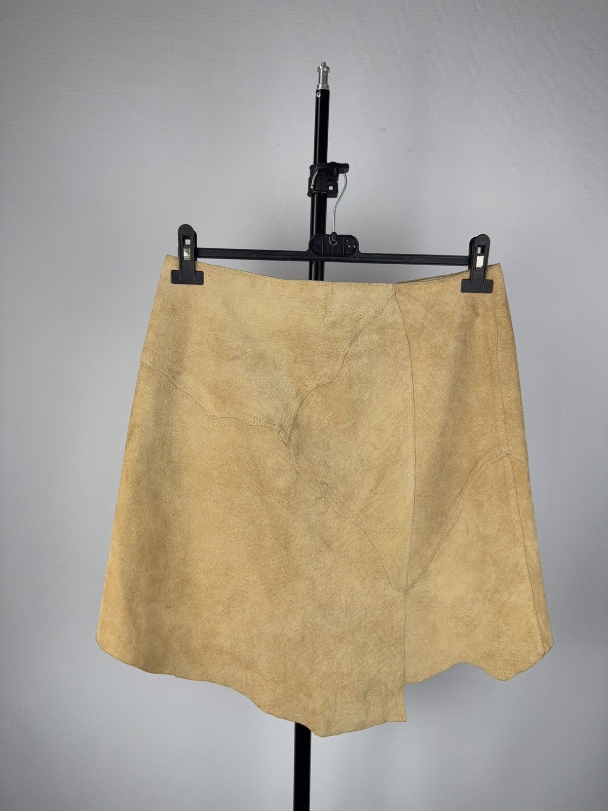 Japanese Brand × Leather Vintage Avant Garde Leonardo Patchwork Leather Midi Skirt Size 32" / US 10 / IT 46 - 4 Thumbnail