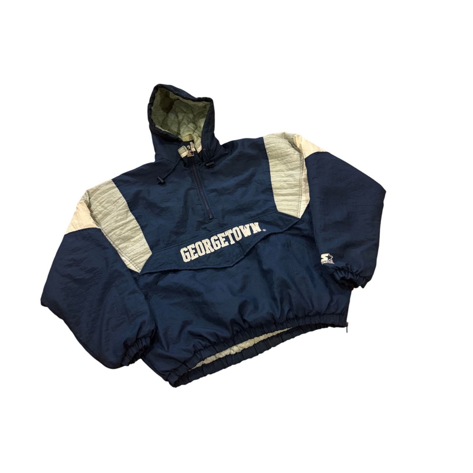 Starter Vintage 90's Starter Georgetown Hoyas 1/4 Zip Pullover Hoode Size US XL / EU 56 / 4 - 3 Thumbnail