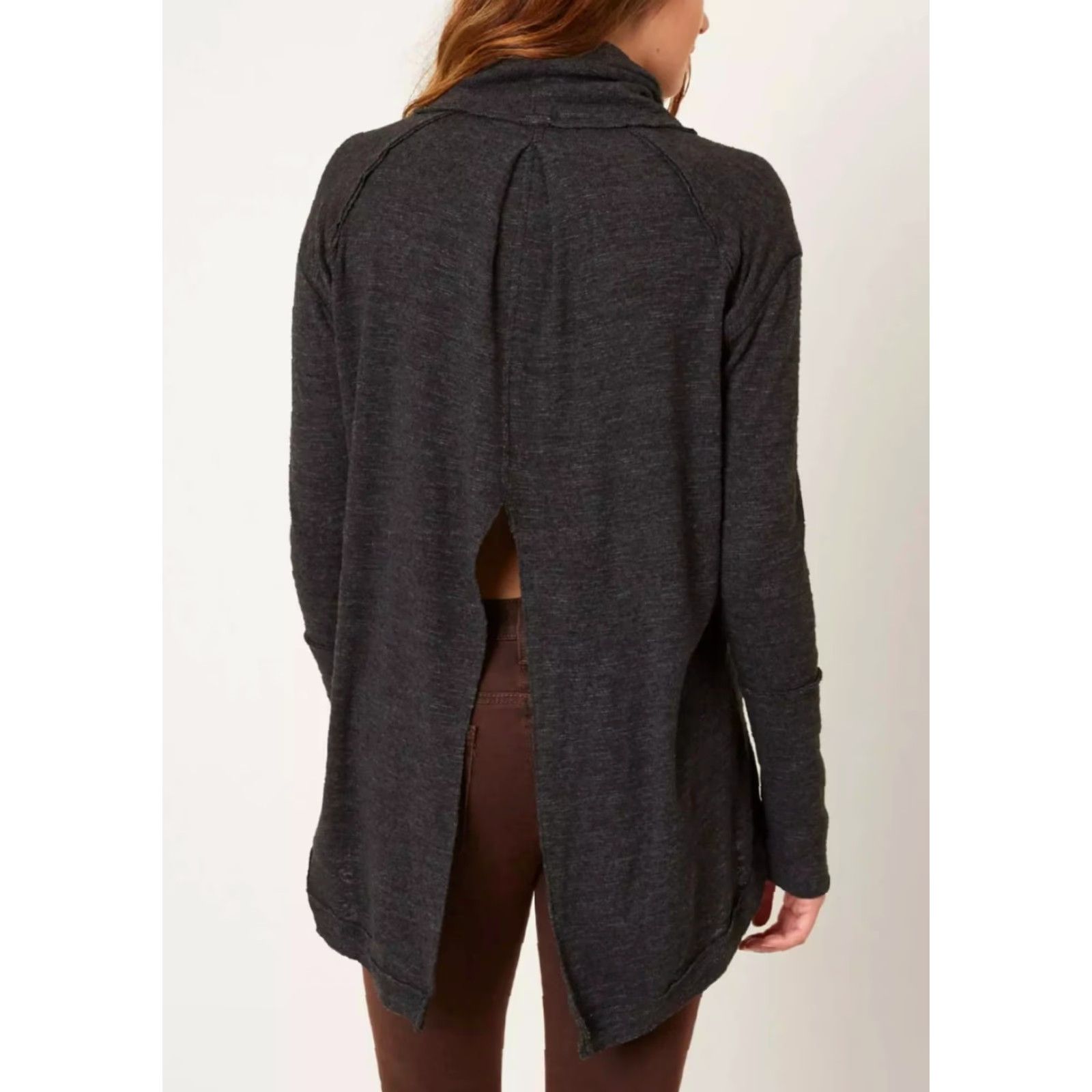 Free People VINTAGE Free People We The Free Turtleneck Top Split Back M Women Black NWT Size M / US 6-8 / IT 42-44 - 2 Thumbnail