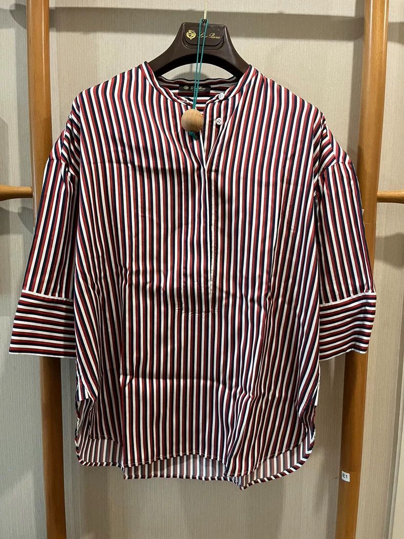 Loro Piana LORO PIANA Silk shirt with stripes Size XS / US 0-2 / IT 36-38 - 3 Thumbnail