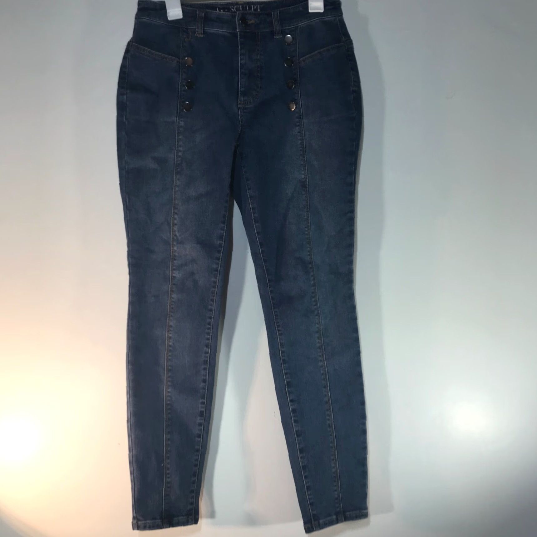 Vintage G By Giuliana G-Sculpt High Rise Button Detail Skinny Jeans Womens Size 10 Blue Size 32" / US 10 / IT 46 - 2 Thumbnail