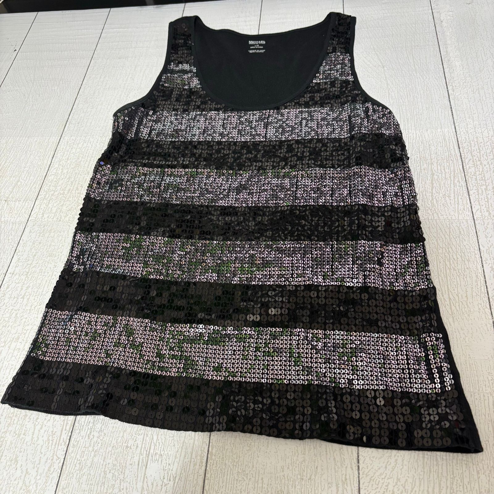 Other MICHAEL Michael Kors Black Knit Sequined Tank Top Size Large Size L / US 10 / IT 46 - 1 Thumbnail