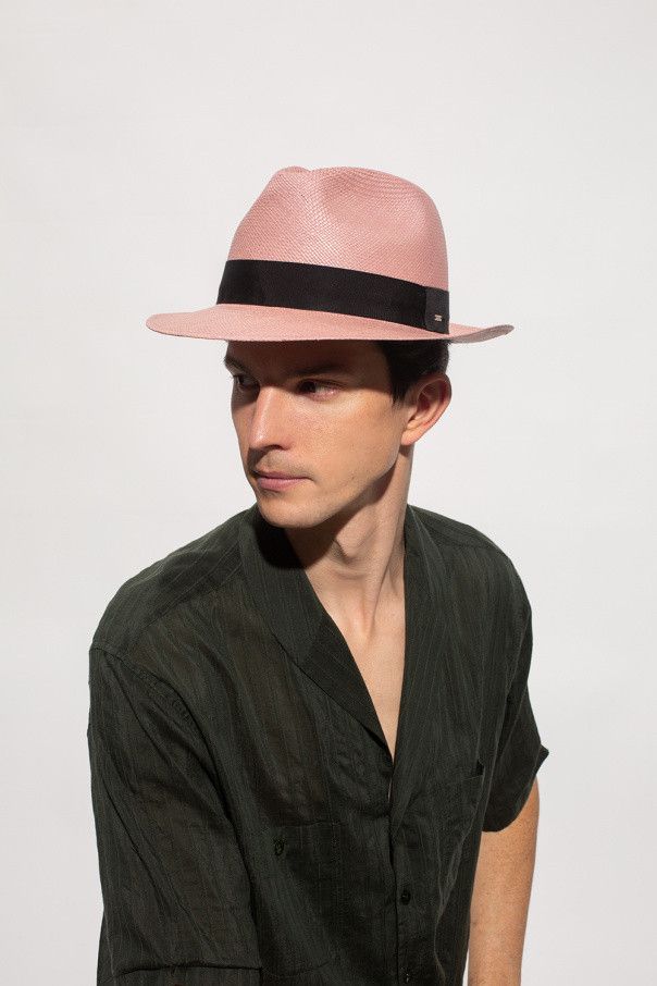 Saint Laurent Paris o1s1wg110824 Size: 60 / Fedora Hat in Straw in Pink/Black Size ONE SIZE - 2 Thumbnail