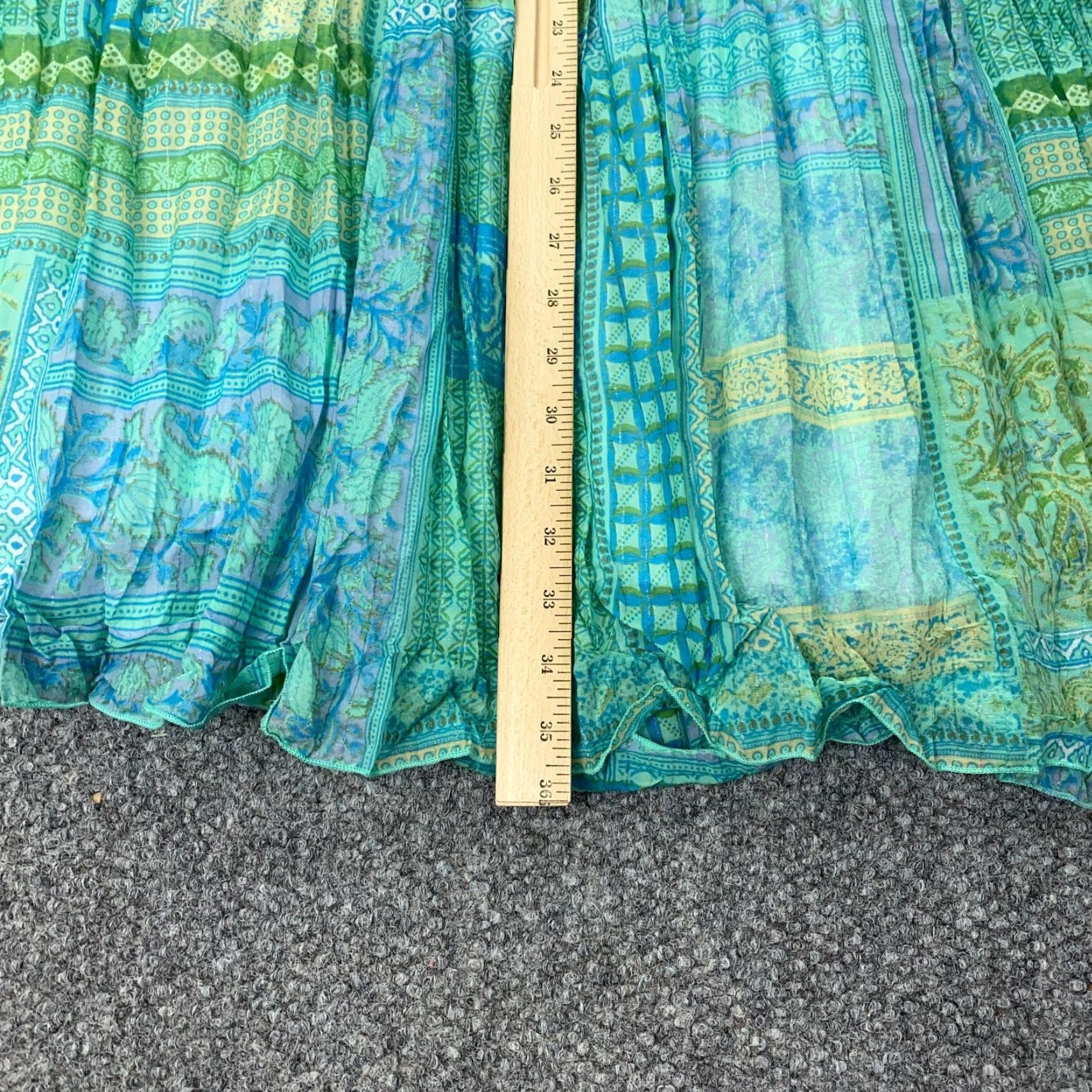 Vintage VINTAGE David Dart Women's Midi Skirt Bohemian A-Line Silk Cotton Lurex Blue 1X Size 40" / US 18 - 5 Thumbnail