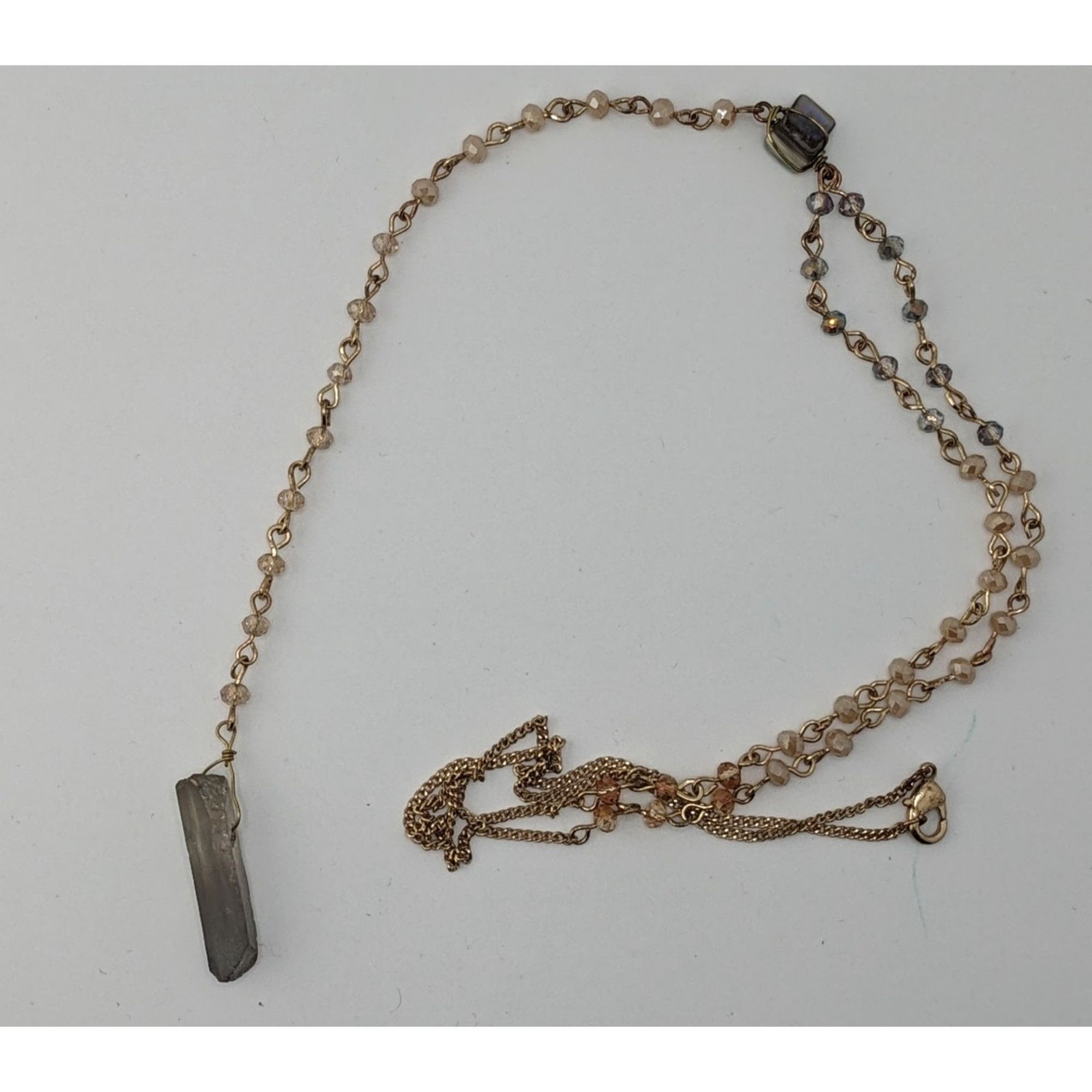 Other Elegant Y Necklace With Crystal Pendant & Beaded Chain Size ONE SIZE - 5 Thumbnail