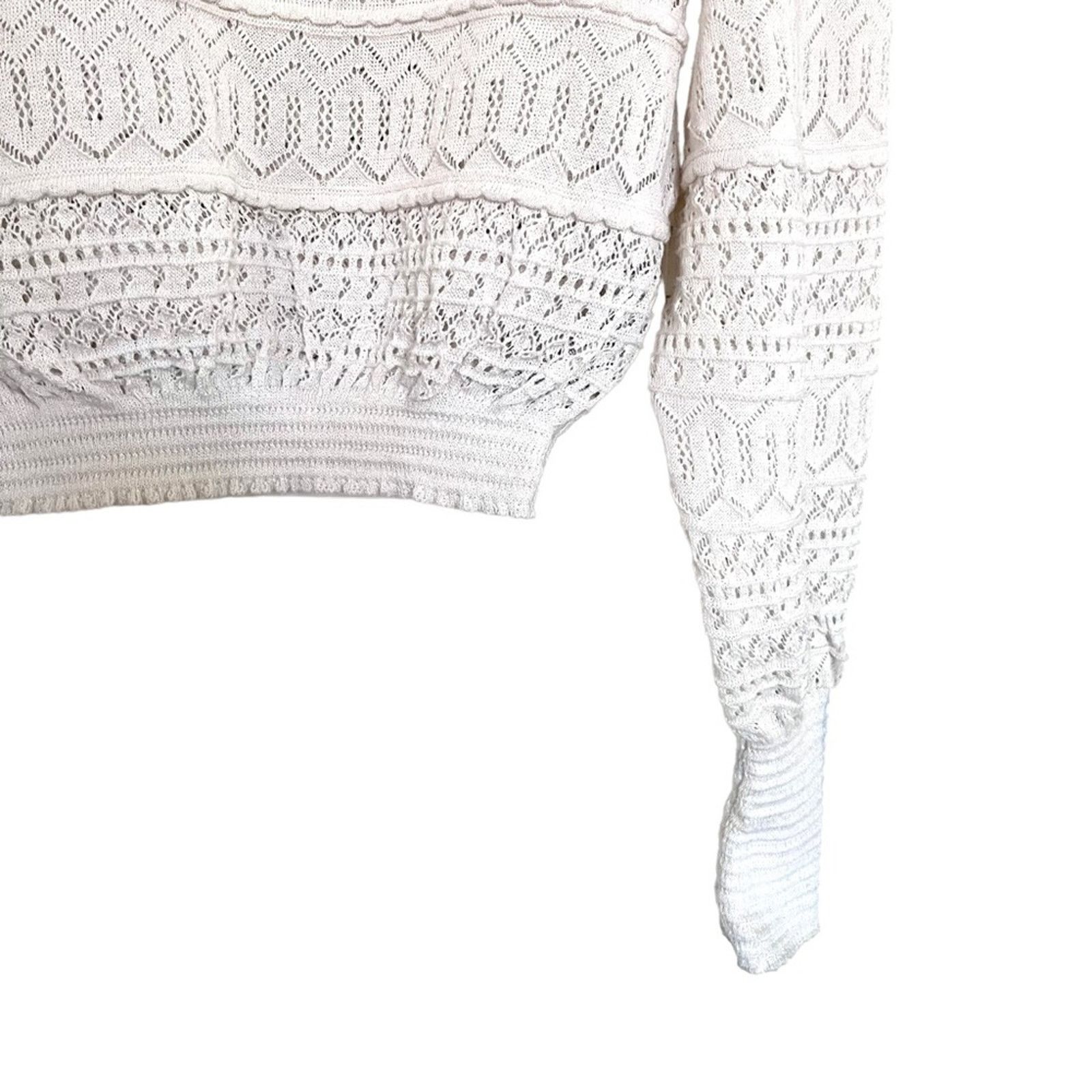 Zara Zara ecru lace knit pointell open knit sweater size Large Size L / US 10 / IT 46 - 8 Thumbnail