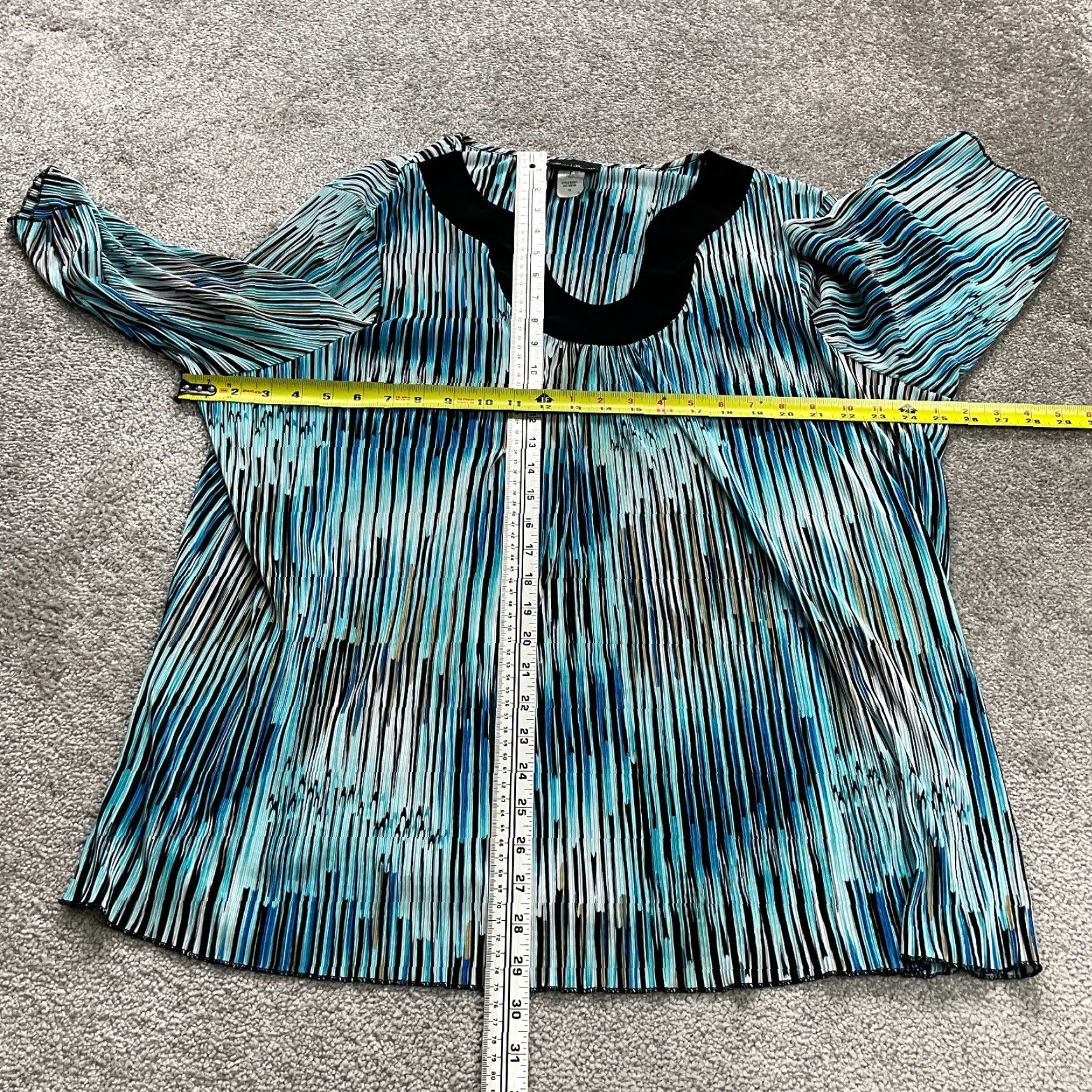 Vintage Maggie Barnes Blouse Tunic Shirt Womens XL Blue Striped Short Sleeve Scoop Neck Casual Designer Classic Size XL / US 12-14 / IT 48-50 - 7 Thumbnail